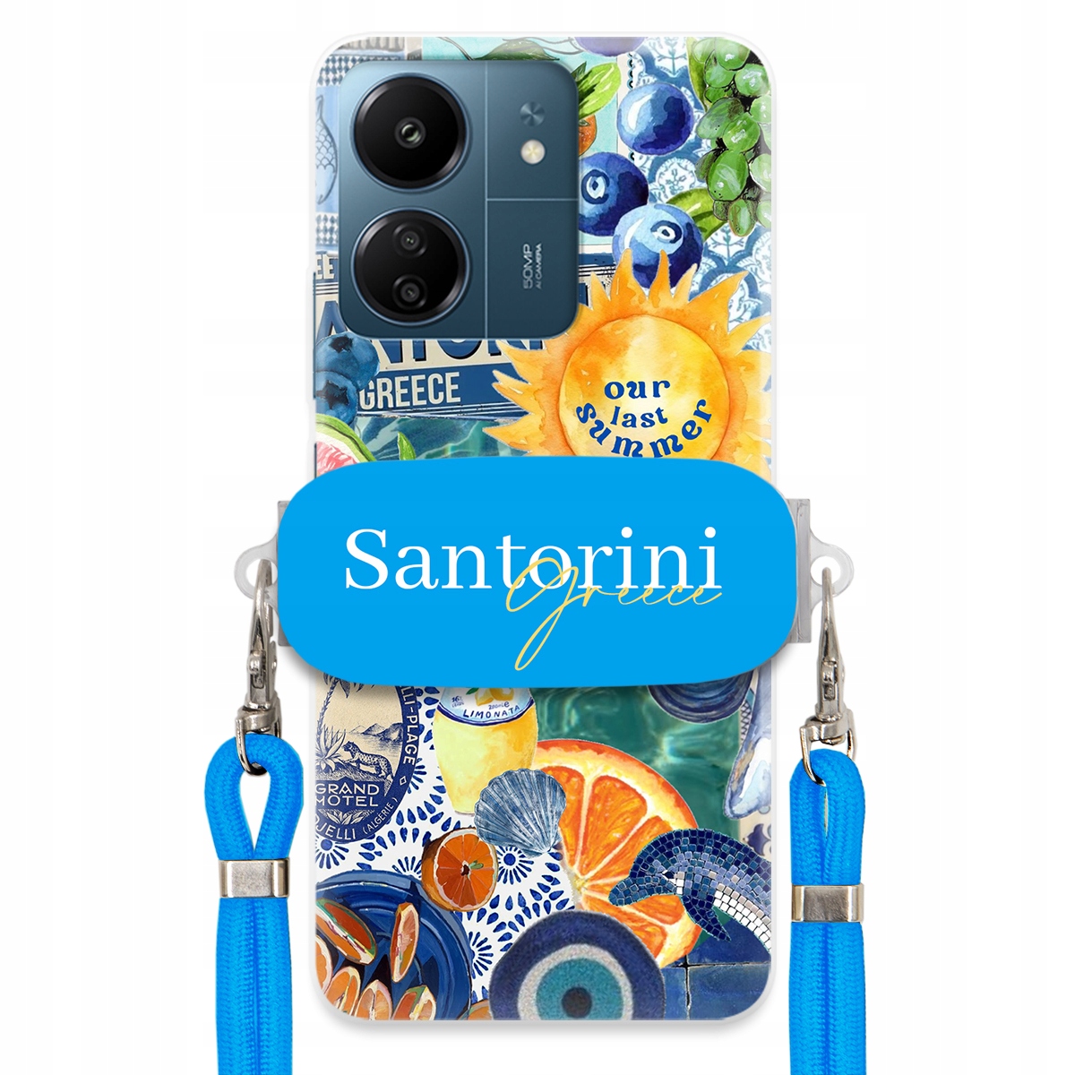 Puzdro pre Xiaomi Redmi 13C 5G Modré vodítko držiak Santorini Sea Vibes