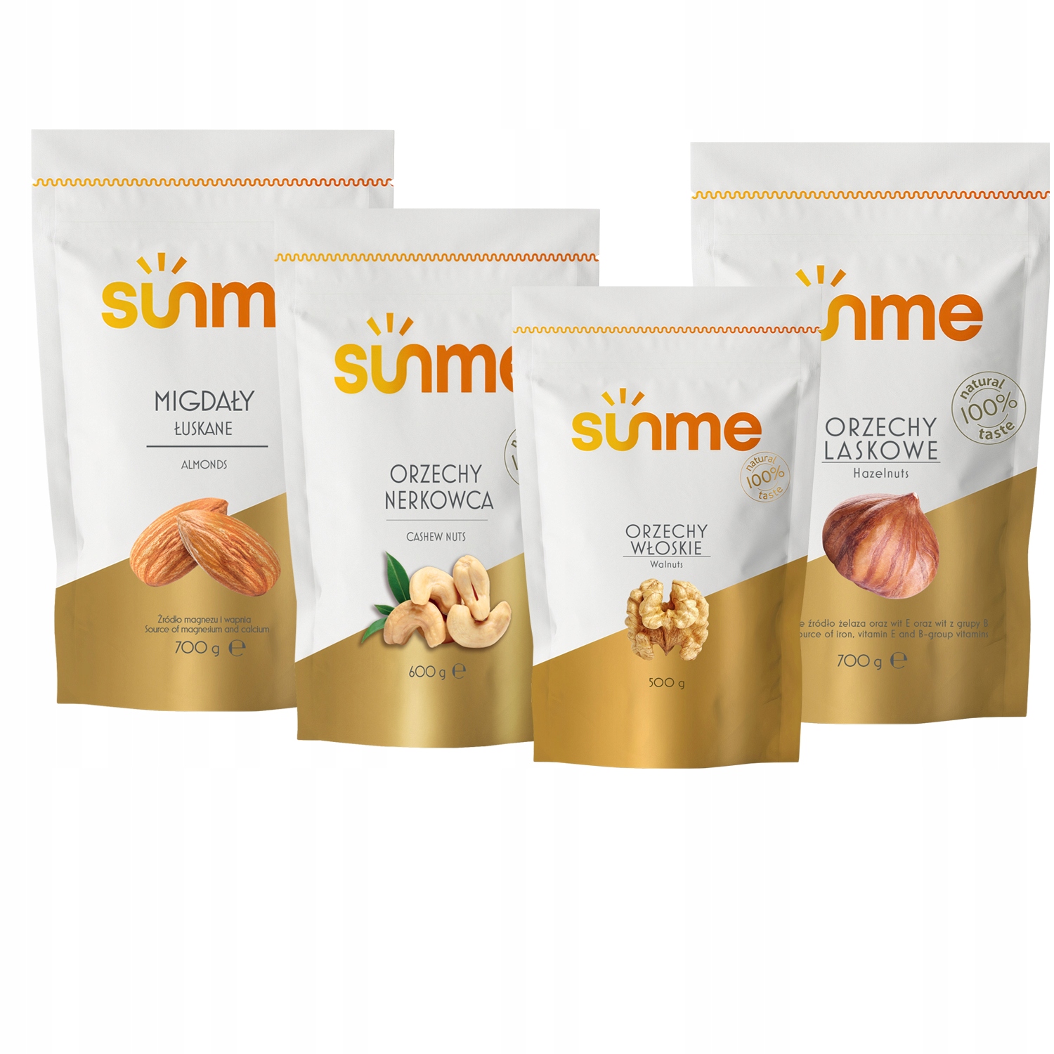 Sada Lískové ořechy nebělených mandlí, vlašských ořechů a Kešu Ořechy XXL