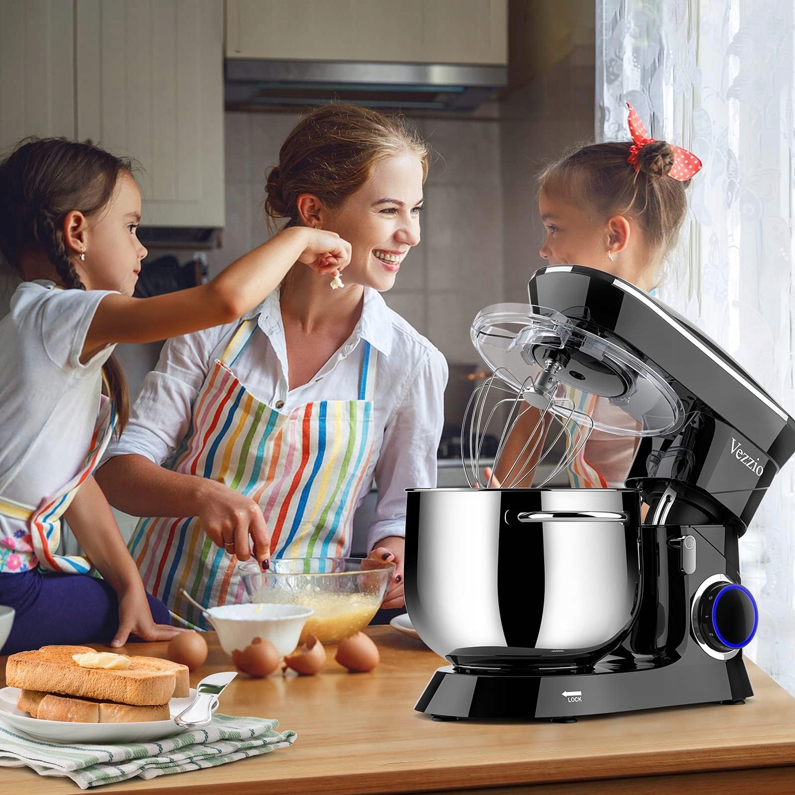 VEZZIO Robot Kuchenny 1500W Cichy 10 Prędkości 85L Czarna Misa Stalowa — miniatura 7
