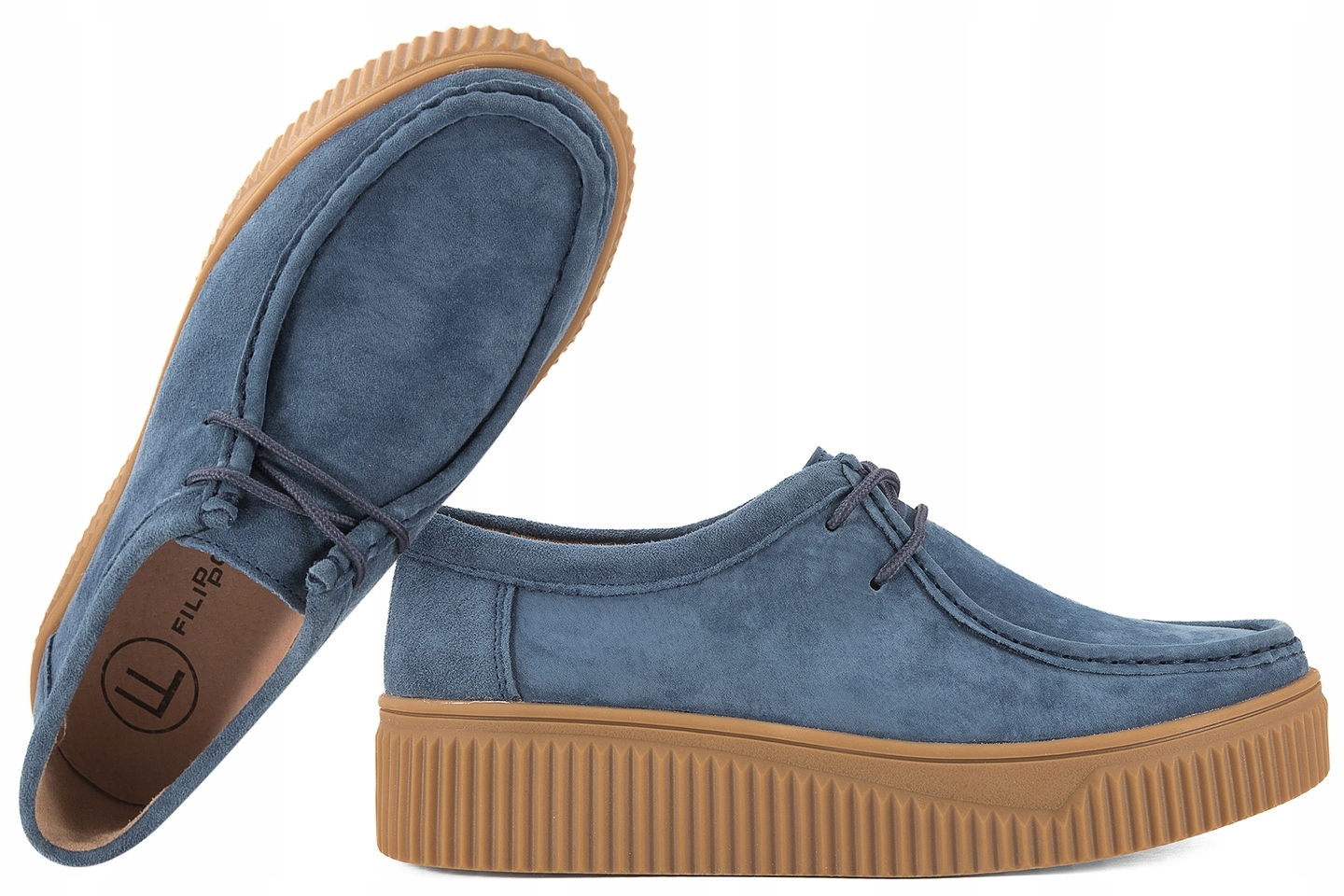 Filippo DP7500 Semišové Polobotky Kožené Tenisky Na Platformě námořnická modrá 41