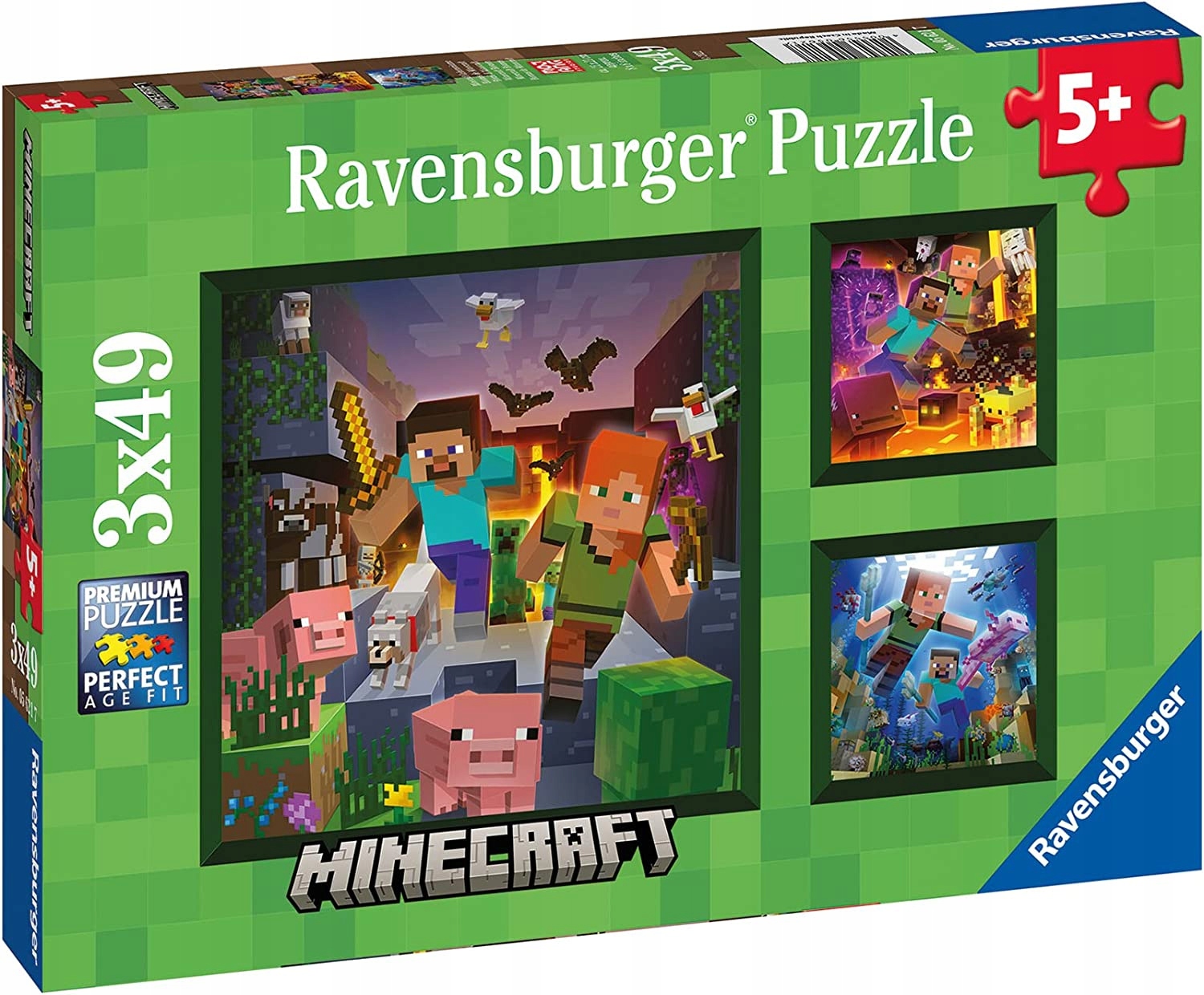 

Minecraft Puzzle układanka 3 w 1 dla dzieci 5+
