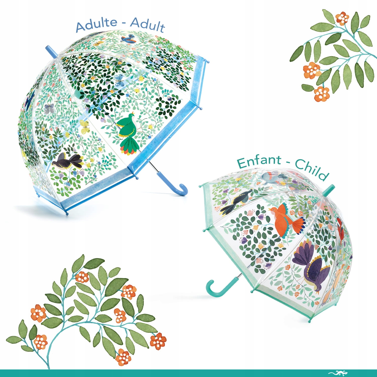 Duży Parasol Przeciwdeszczowy Djeco Ptaki Kolor zielony