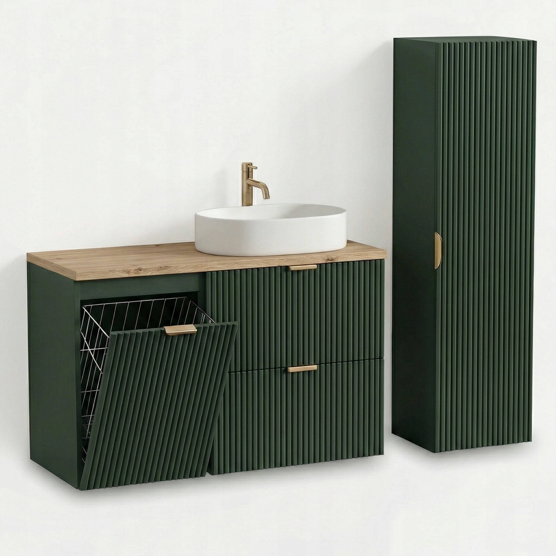 Sada koupelnového nábytku 100 cm Šalvějová s košem, umyvadlo Willy