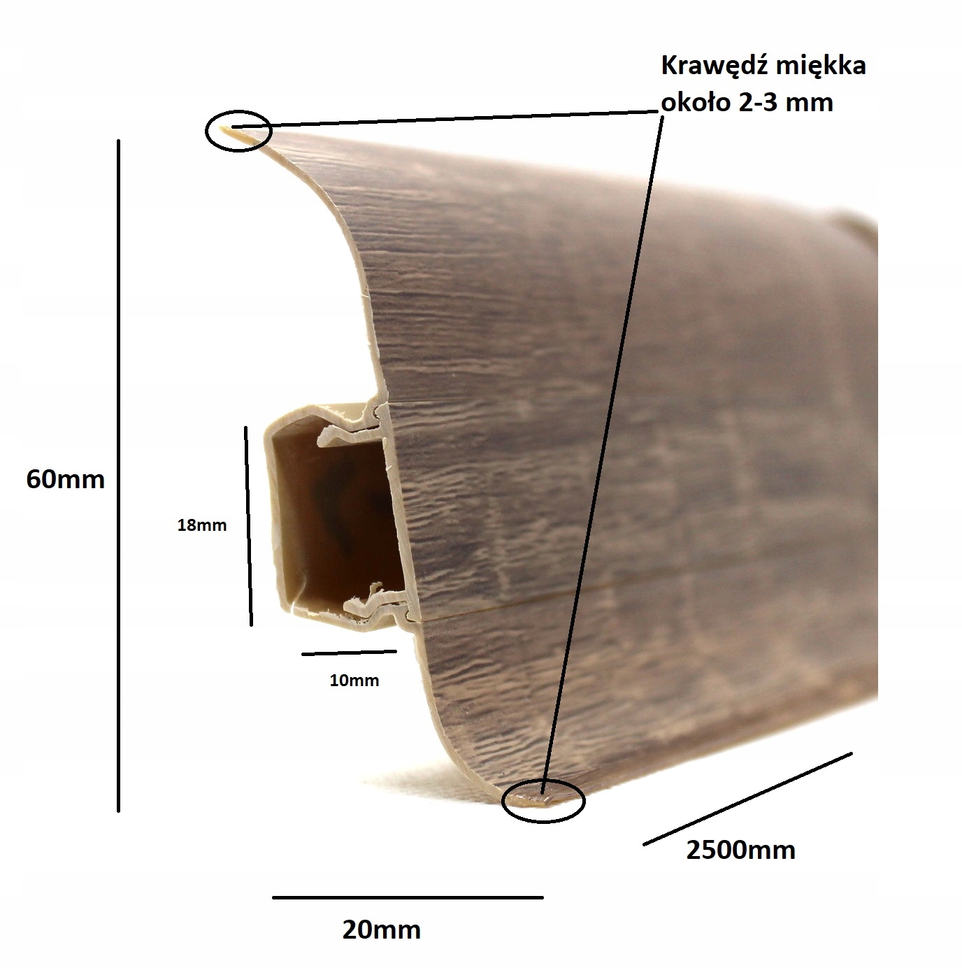 LISTWA PRZYPODŁOGOWA PODŁOGOWE Z GUMKĄ 6cm x 2,5m LISTWY 60mmx250cm KOLORY Rodzaj listwa