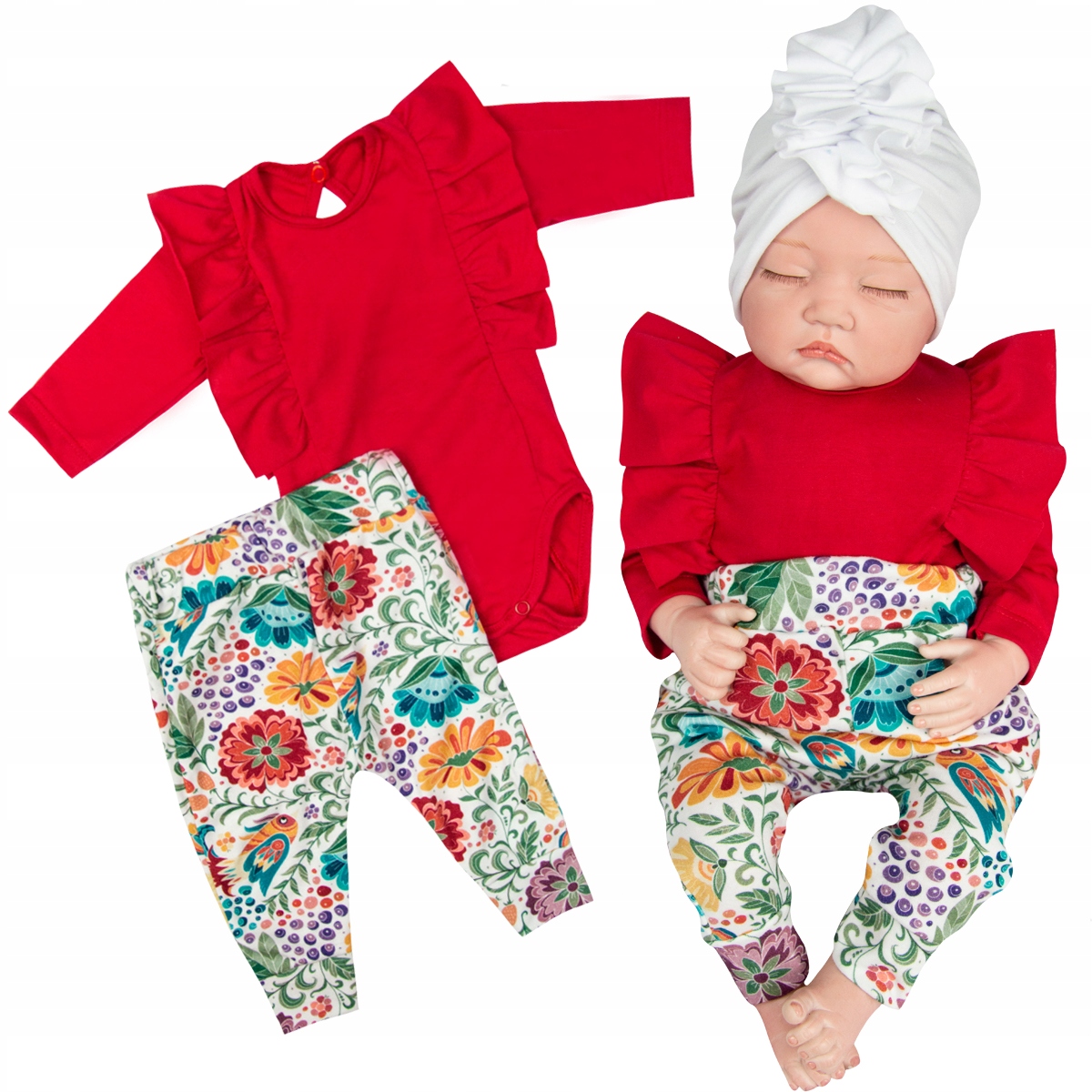 

Komplet Folk spodenki Bawełna body z Falbankami 56