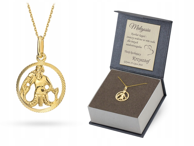 Zlatý Řetízek a přívěsek 585 Zodiak Vodník 14k