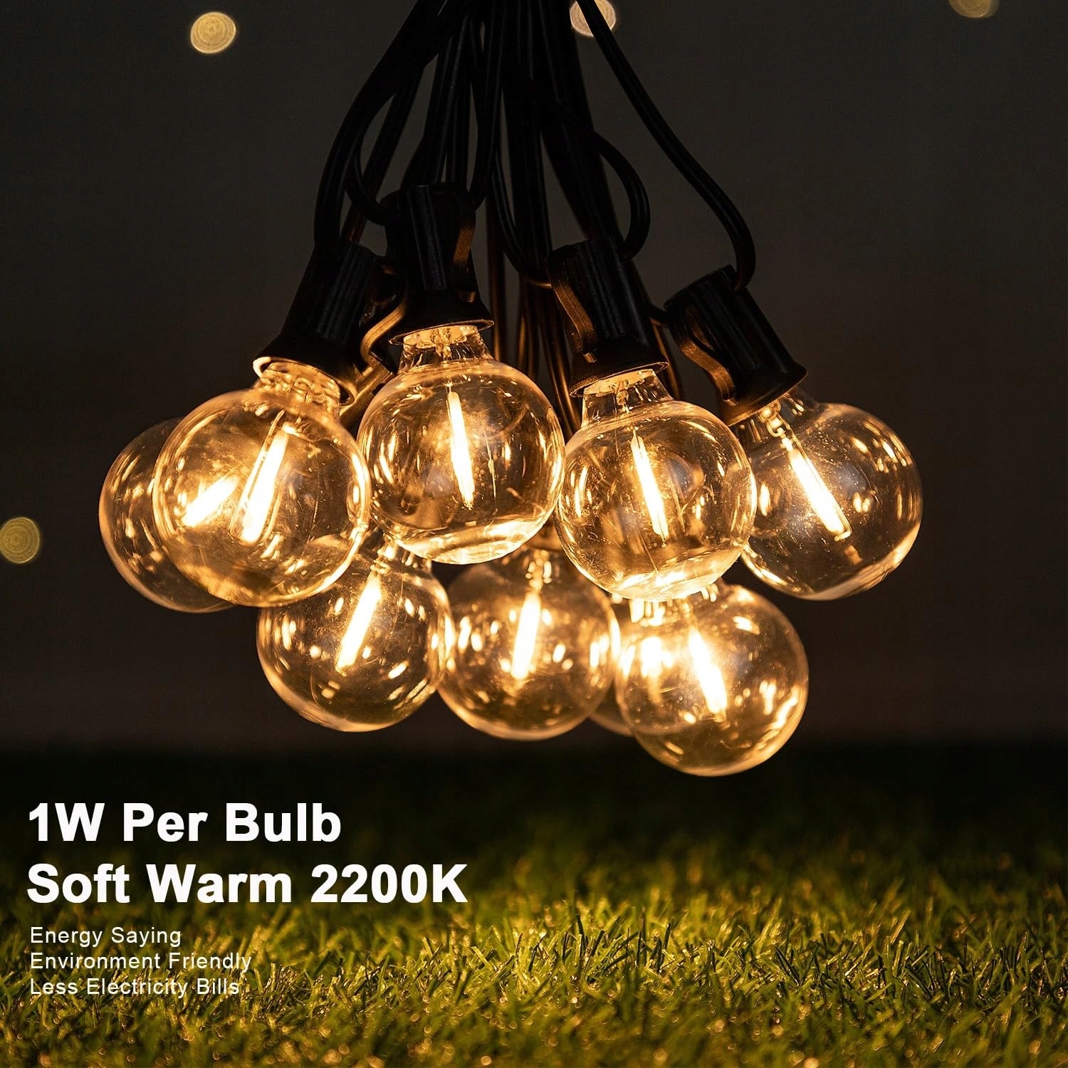 WWEIXUN2020 LED Girlanda Zewnętrzna 50FT G40 26 Żarówek IP44 Dimmable Ogród — miniatura 7