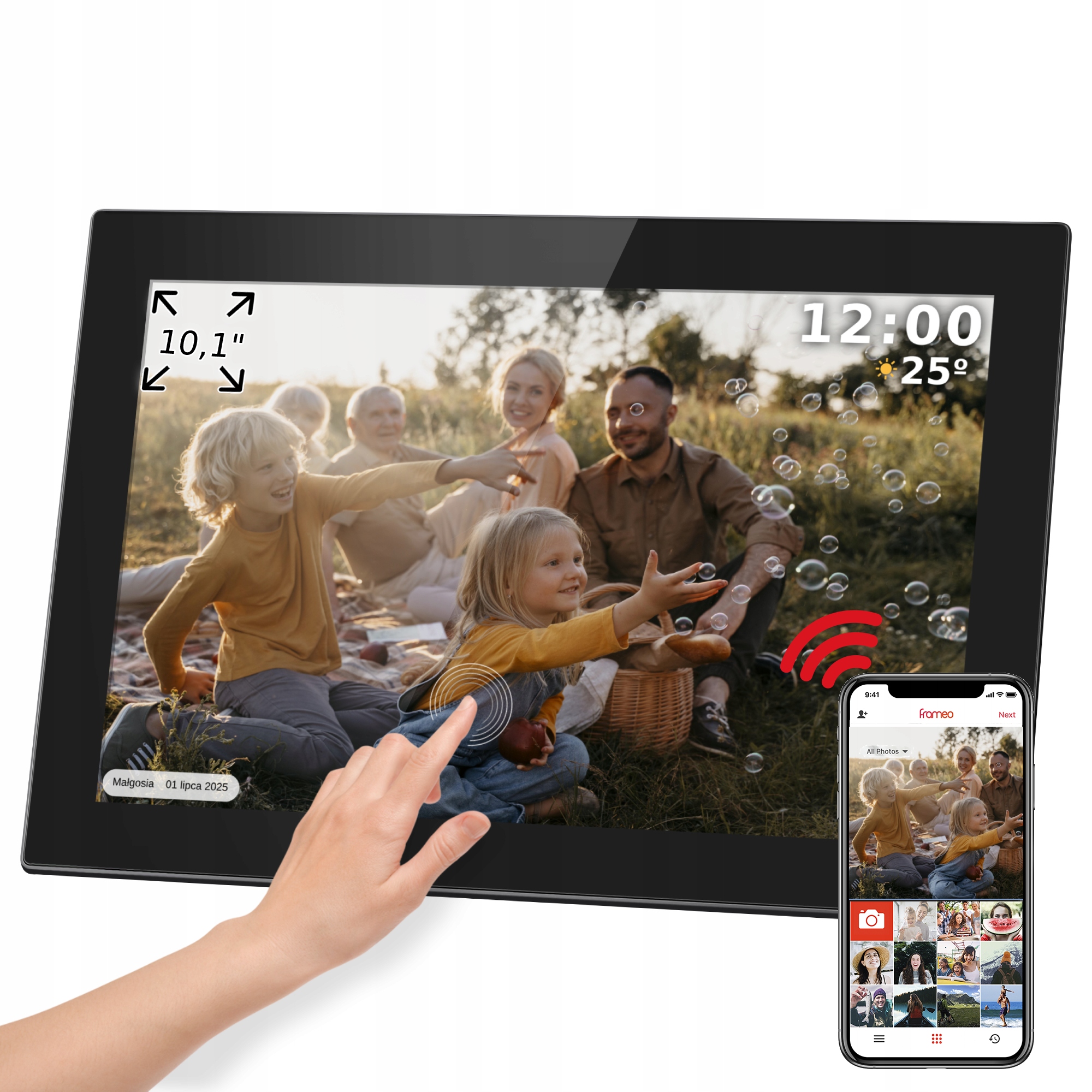Digitální rámeček Kruger&Matz na fotografie Frameo Wi-Fi 10,1", vysoce kvalitní panel