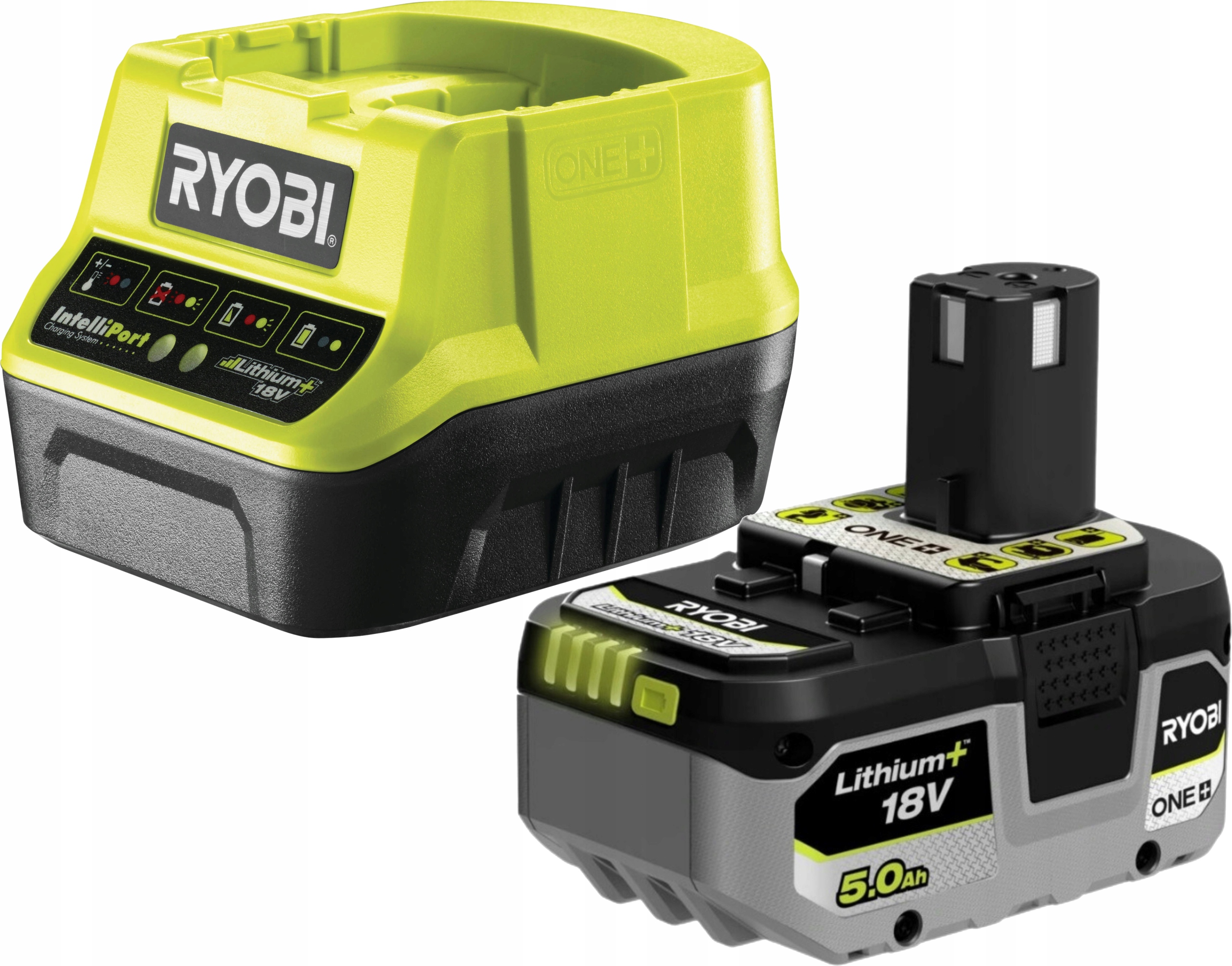 RYOBI AKUMULATOR 18V 5AH + SZYBKA ŁADOWARKA ZESTAW ONE+ RC18150 + RB18L50