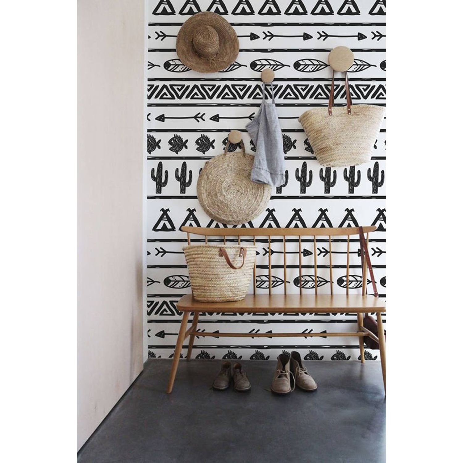 

Tapeta na ścianę Czarno-biała styl boho 208x146 cm