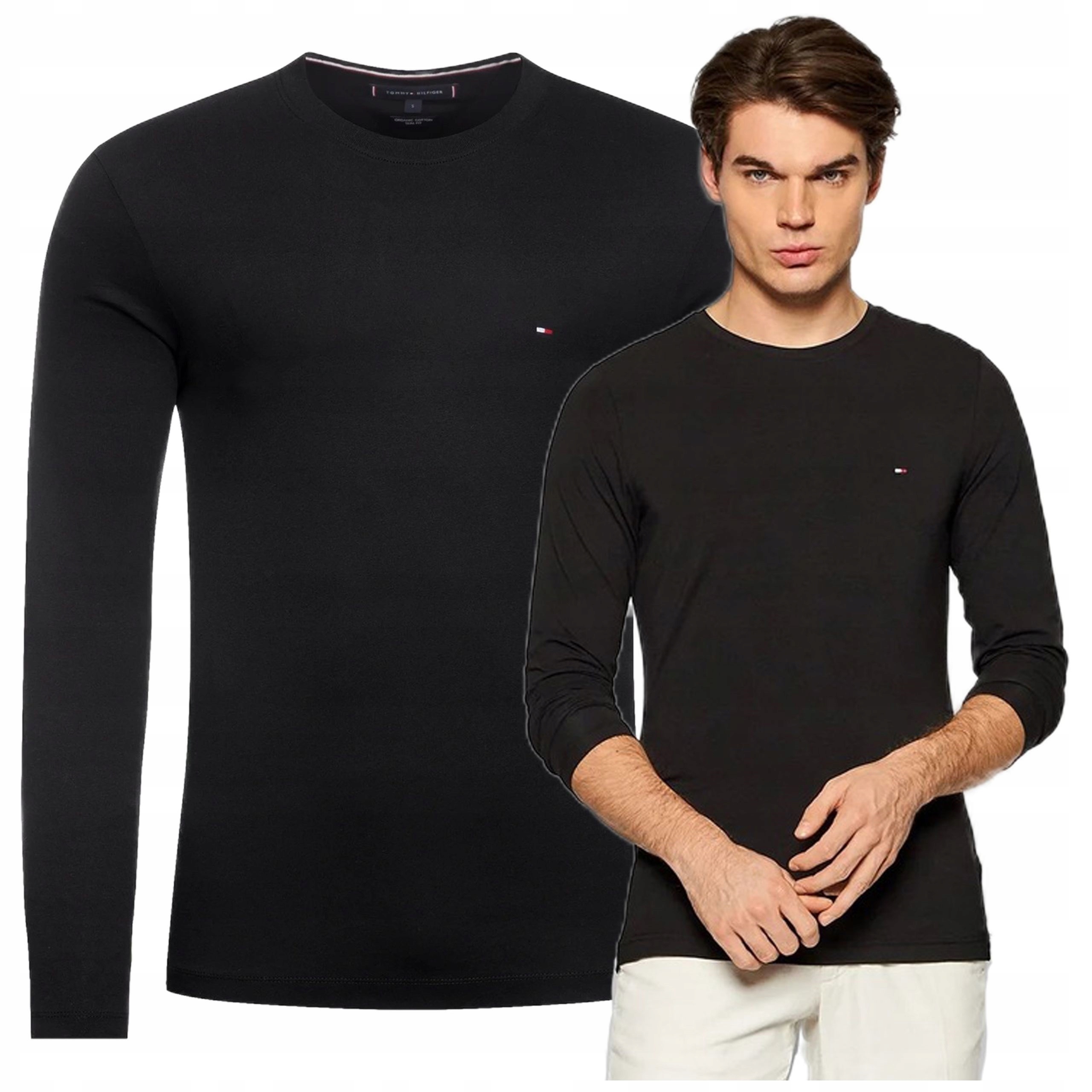 tommy hilfiger longsleeve pánske tričko s dlhým rukávom čierne