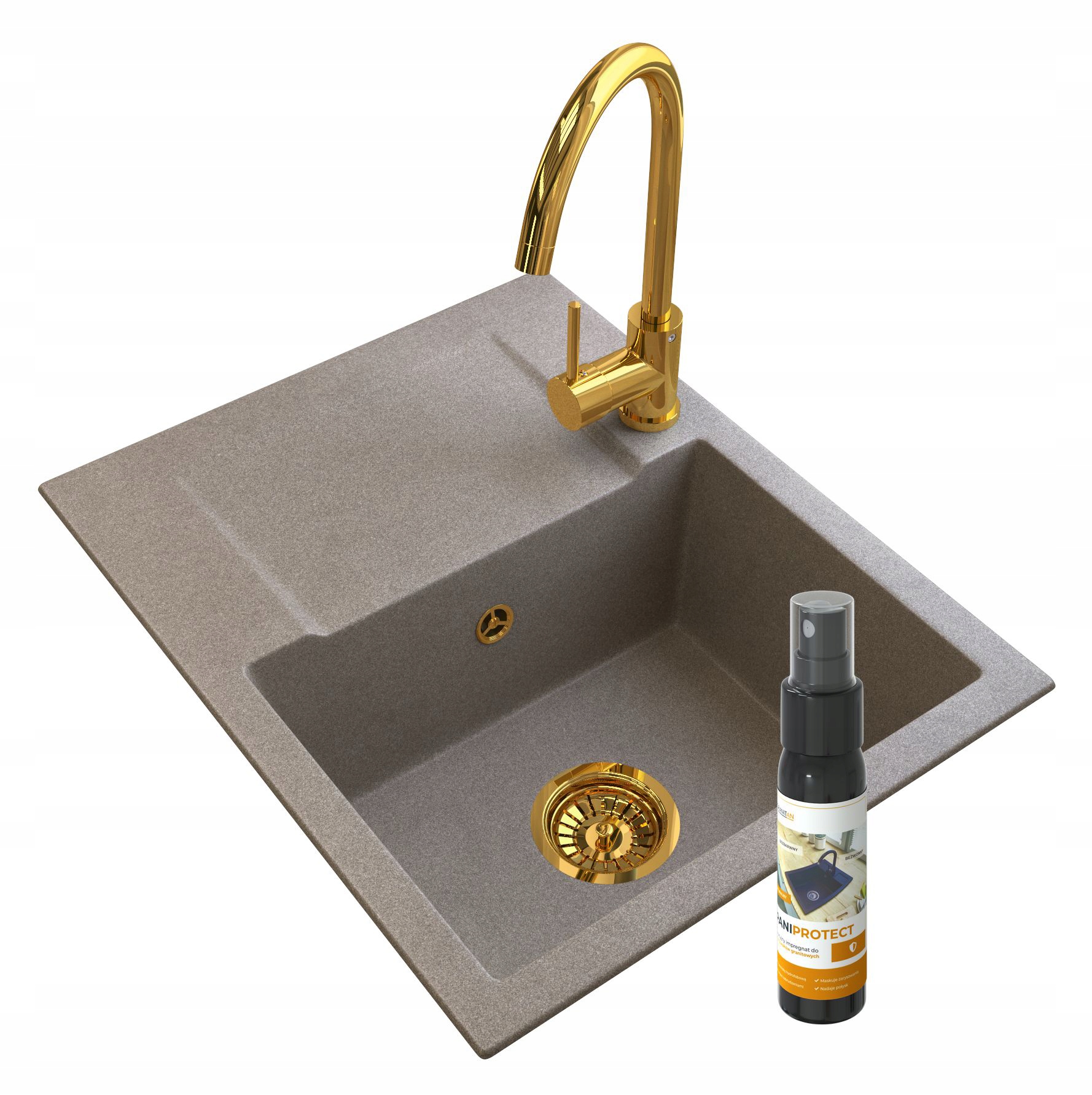 Granitový Kuchynský Drez Top Batéria Zlatá