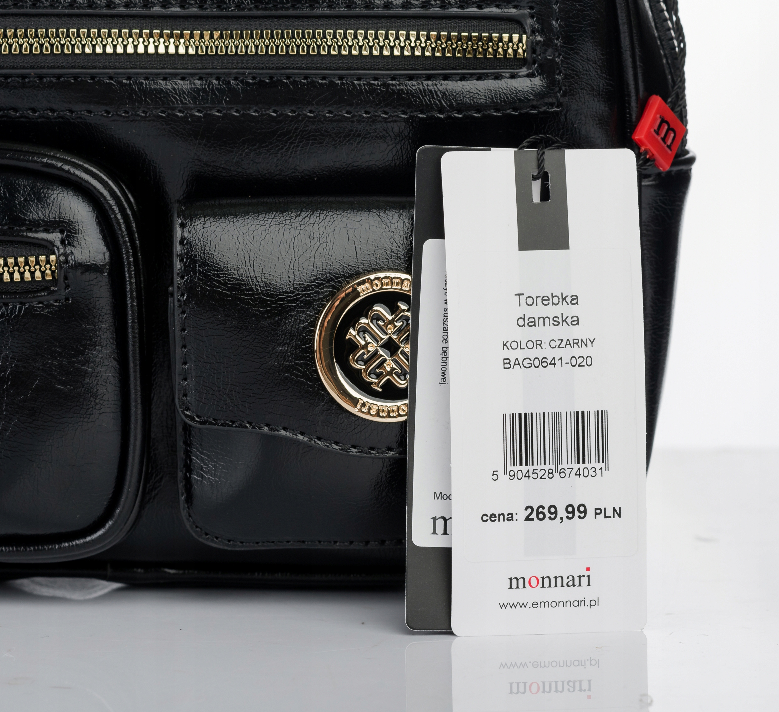 Monnari Torebka Kuferek Listonoszka Czarny Kroko Cechy dodatkowe kieszonka na telefon