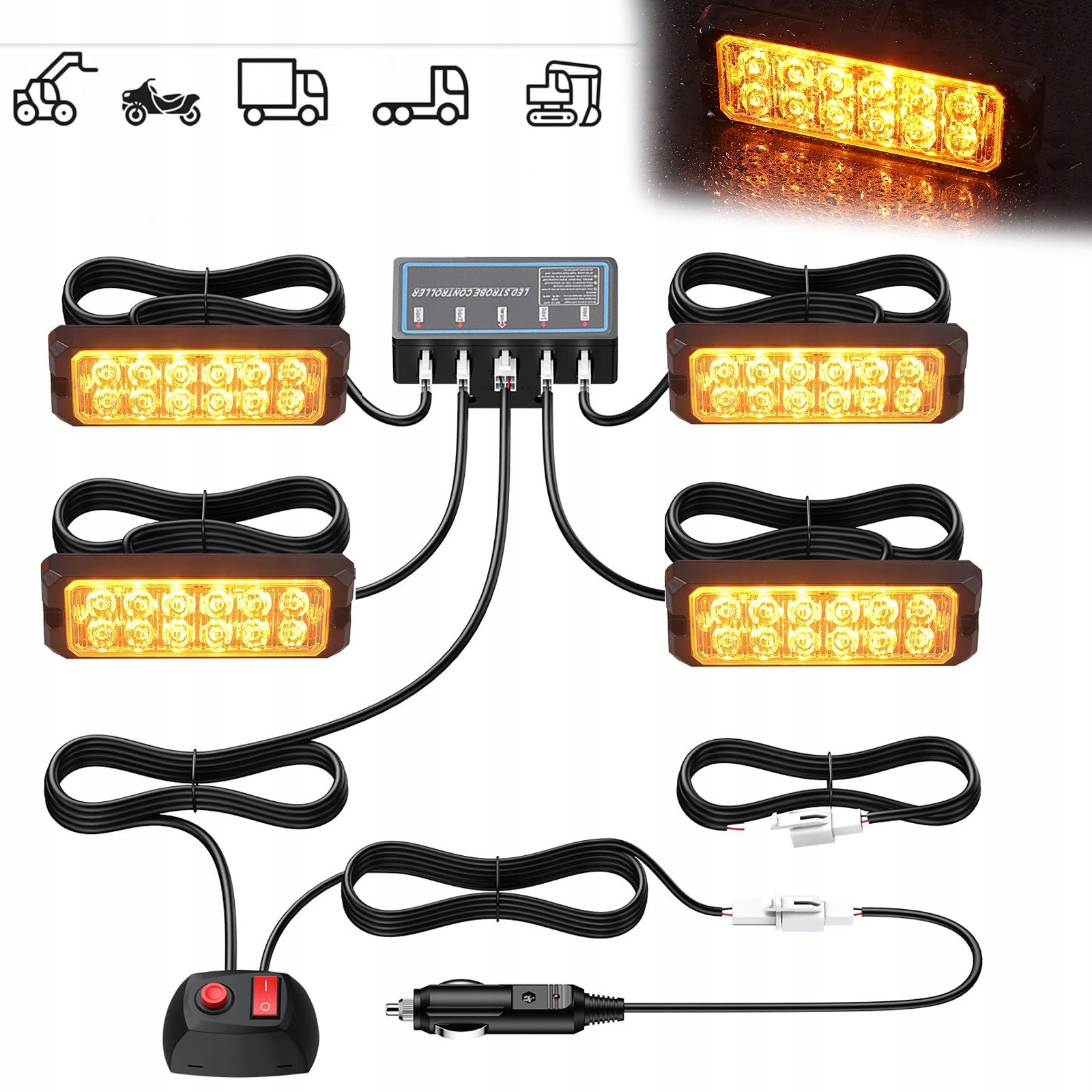 4 kusy 12LED přední automobilová výstražná světla 12 režimů blikání