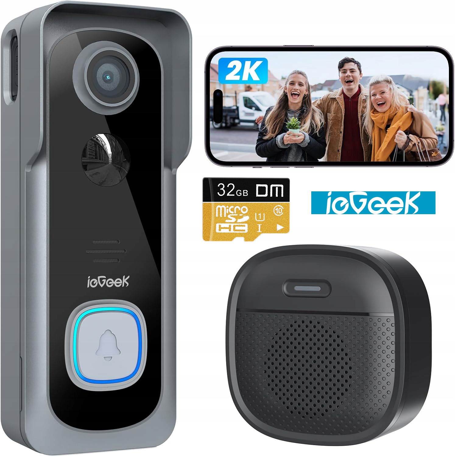 2K WiFi videotelefon Zvonek kamerou Bezdrátový Wifi Smart Vzdálený Náhled