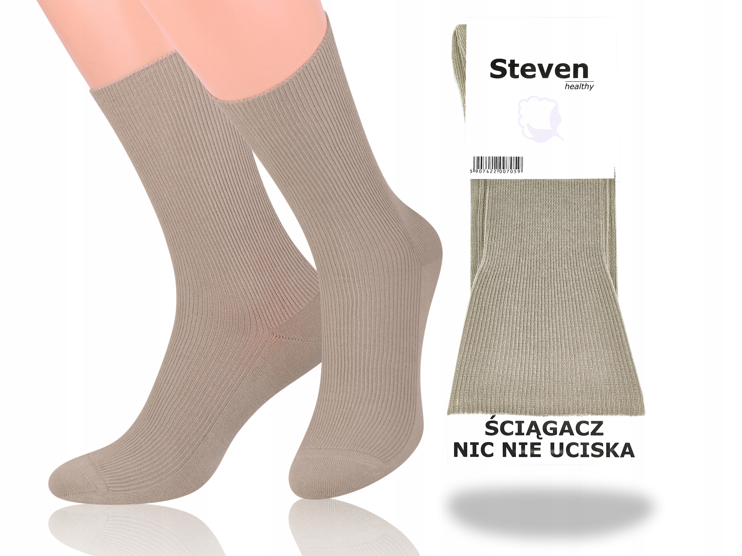 

Steven 018 Skarpety Bezuciskowe Beżowy 39-42