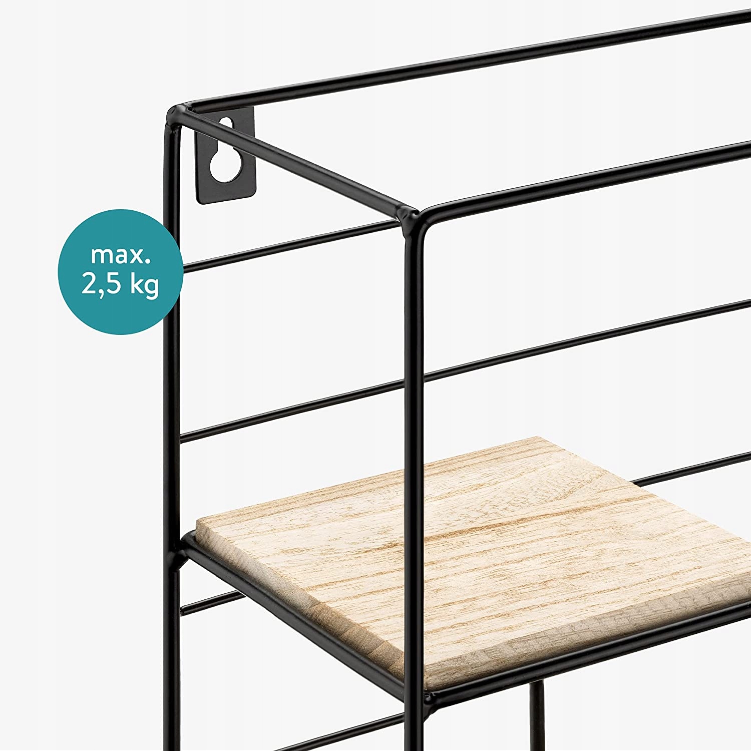 PÓŁKA ŚCIENNA DO ZAWIESZENIA CZARNY METAL I DREWNO Marka inna