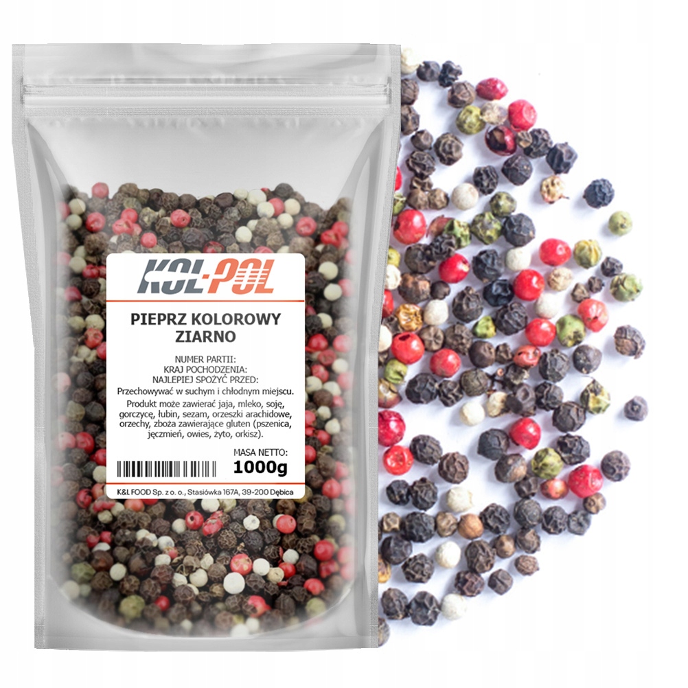 Levně Pepř Barevný Zrnitý 1kg Aromatické přírodní zrno kvalita Kol-Pol
