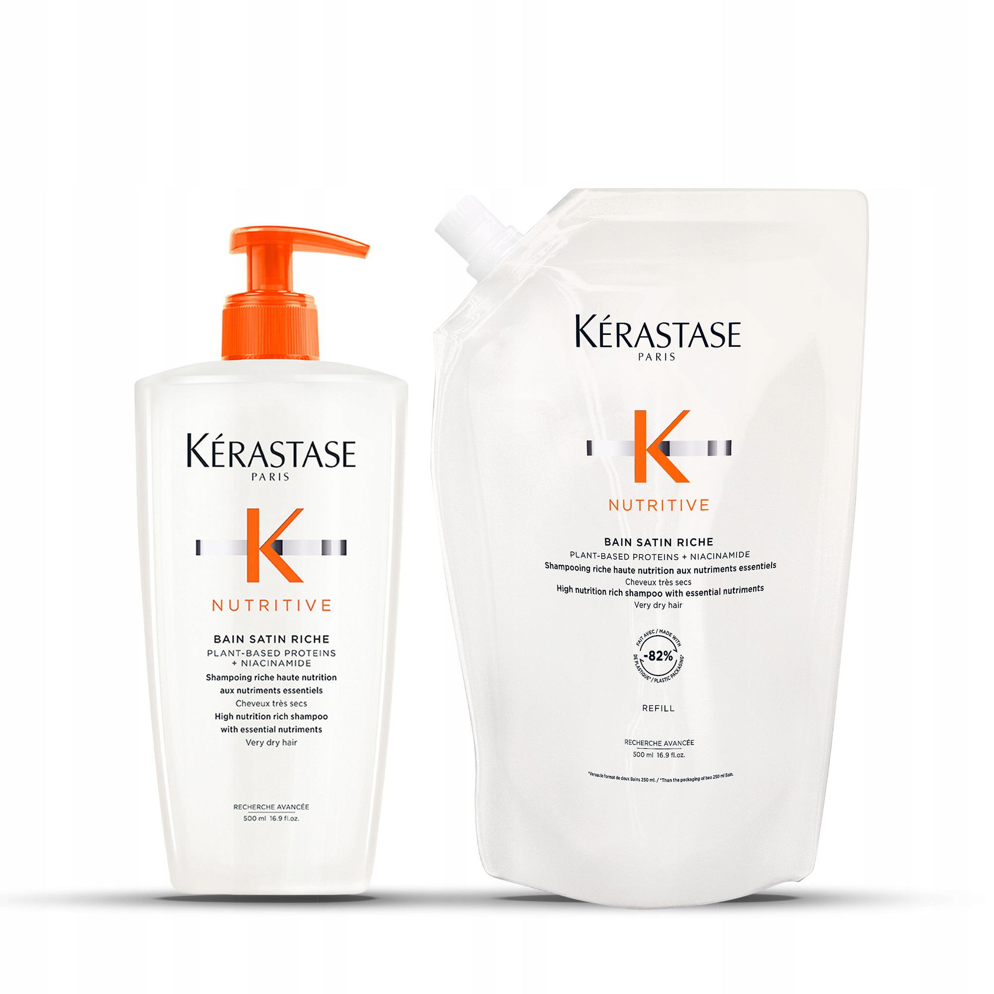 Kérastase Zestaw Nutritive Satin Riche Szampon Włosy Suche 500 ml Refill