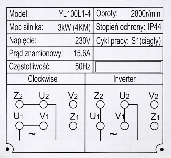 Silnik elektryczny 3kW/4km 230V 1 fazowy geko Moc 3 kW