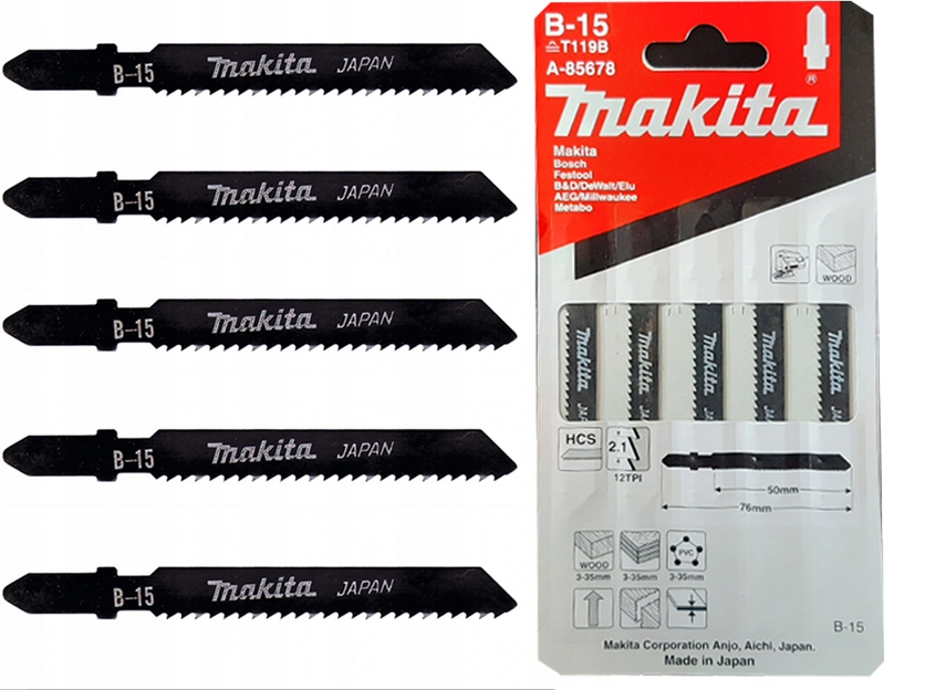 

Brzeszczoty Makita A-85678 Hcs 50mm T119B Japan