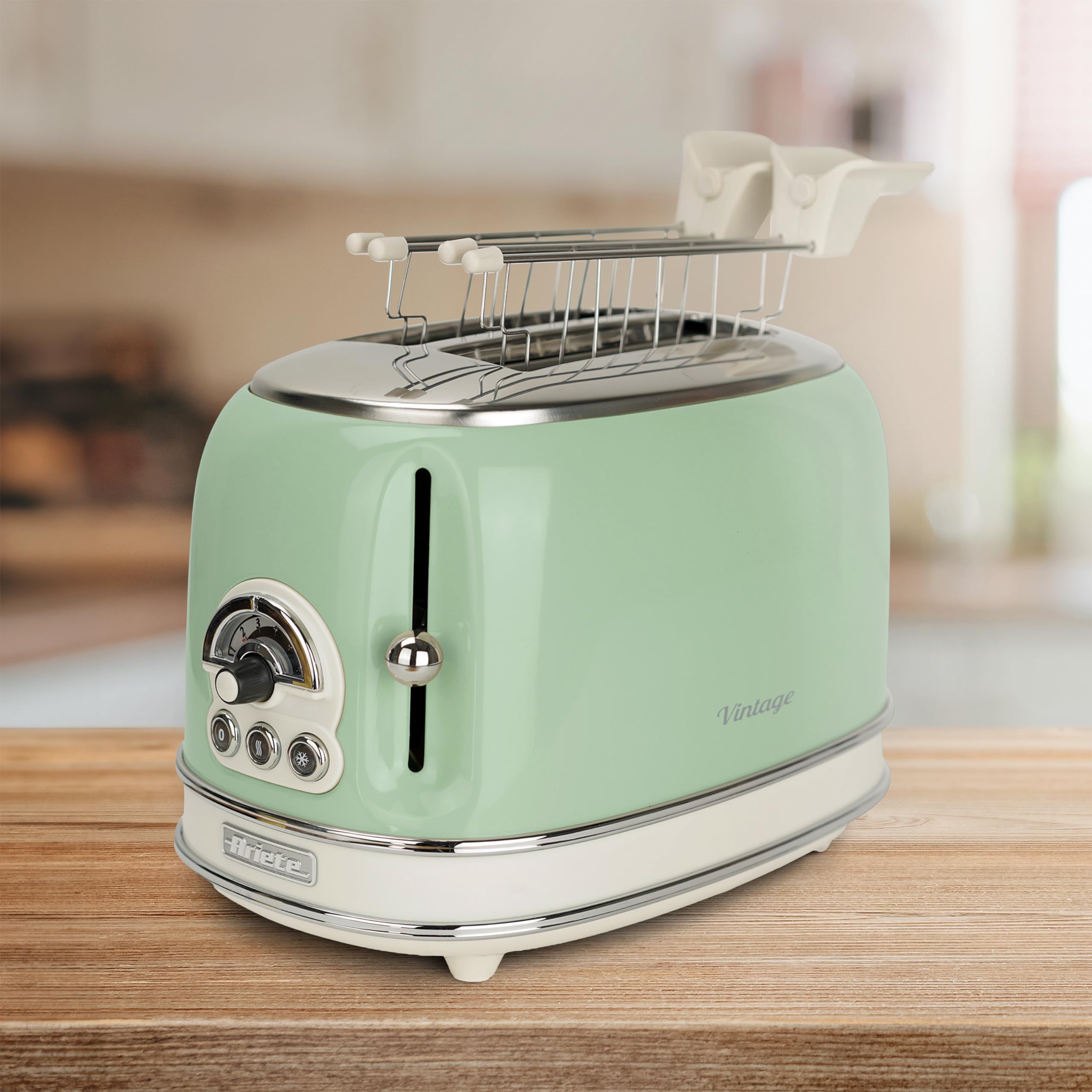 ARIETE Vintage Toster Retro 2-Kromki 6 Poziomów 810W Stal Nierdzewna — miniatura 7