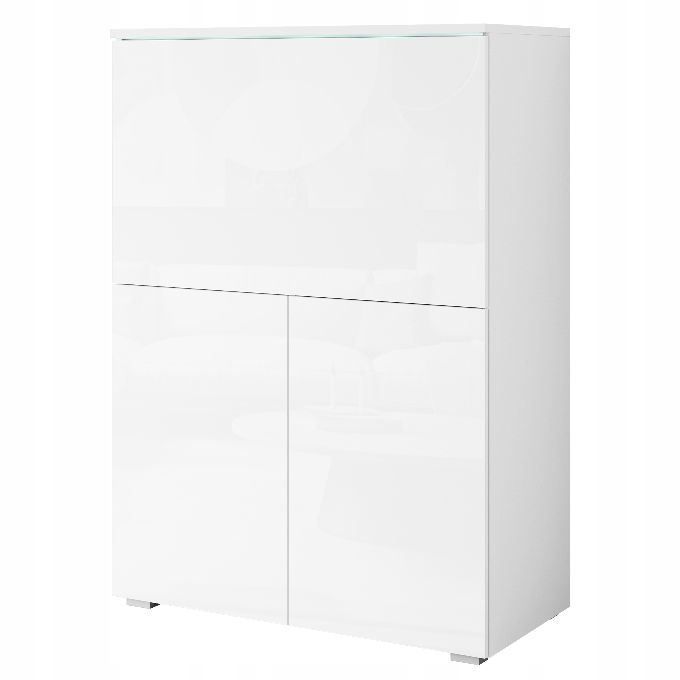 Moderní sekretářka/stolek Led osvětlení bílá/bílý lesk