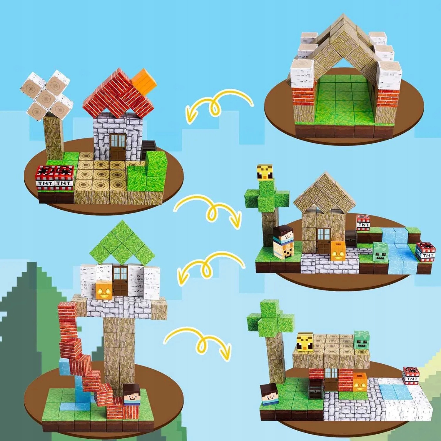 MAGNETINIŲ KALADĖLIŲ KUBELIŲ RINKINYS DOVANA VAIKAMS 150 vnt. Formavimo rinkinys