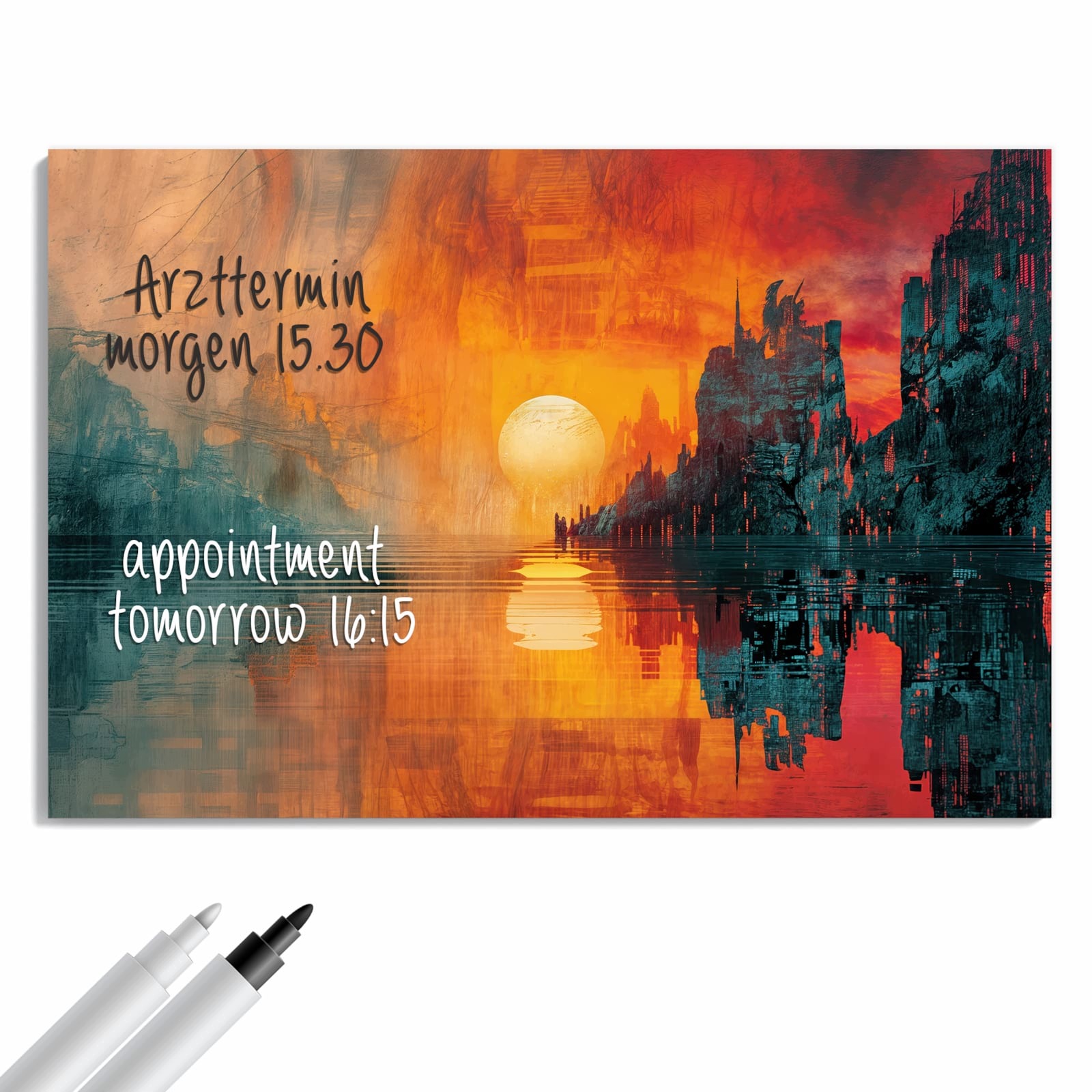 Magnetická tabule Západ slunce Město 90 × 60 cm