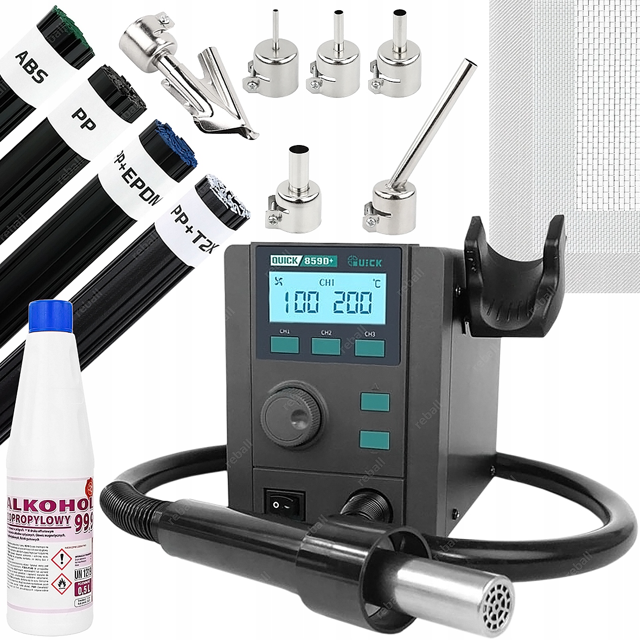 Sada Svářečka Plastů Quick 859D+ 580W XL Pojivo Síť Tryska Iza