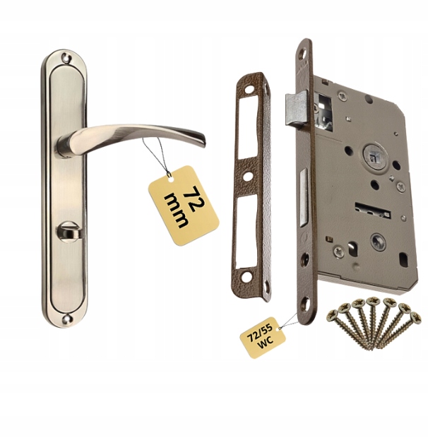 Sada Klika Roma pro koupelnové dveře Satén Wc zámek 72/55 Komplet