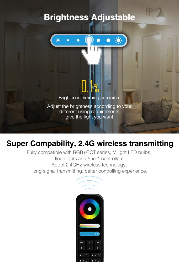 Pilot 8 Strefowy RGB CCT RGBW MiLight FUT089B LS2 Typ pilot