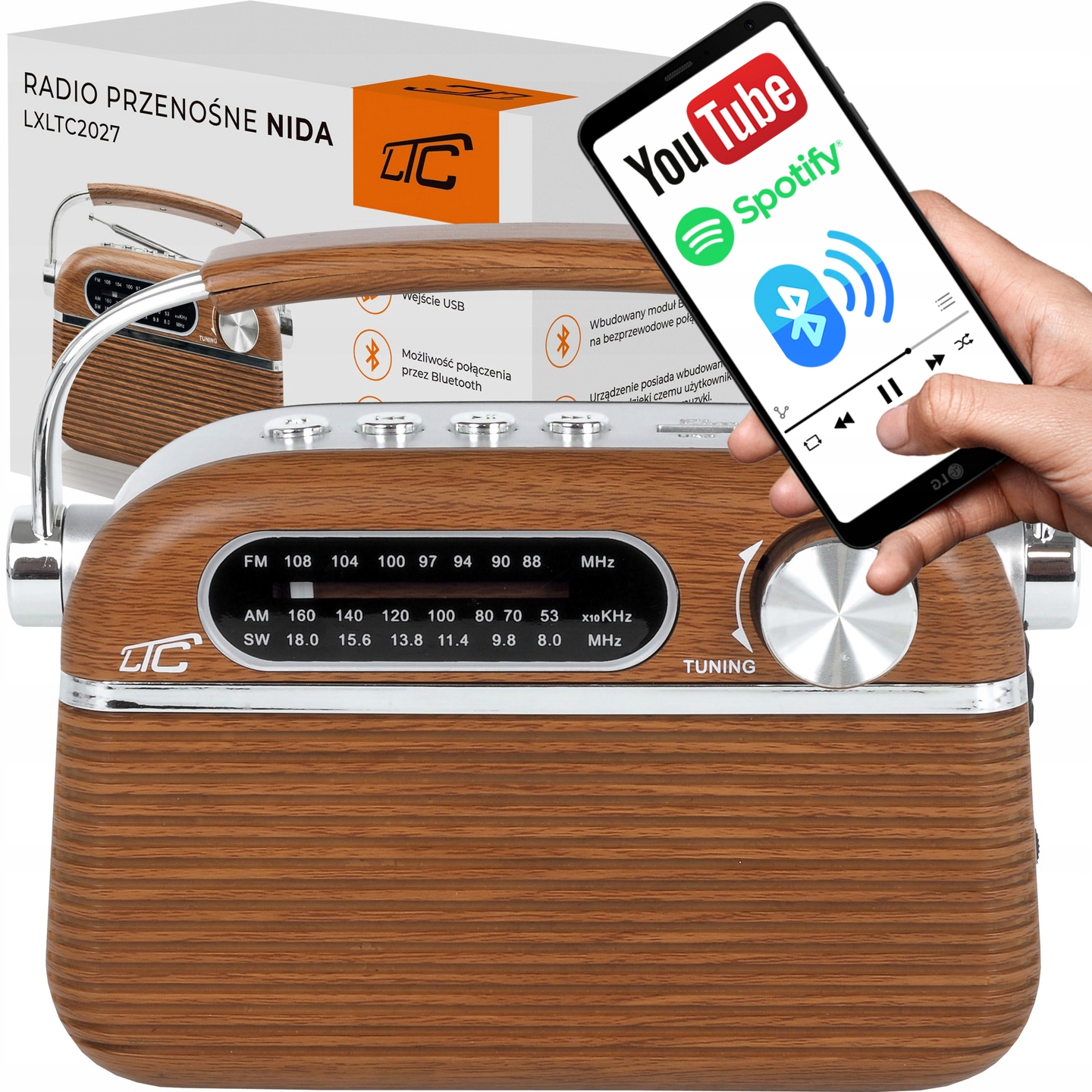

Radio Retro Kuchenne Akumulator Bluetooth Usb Fm