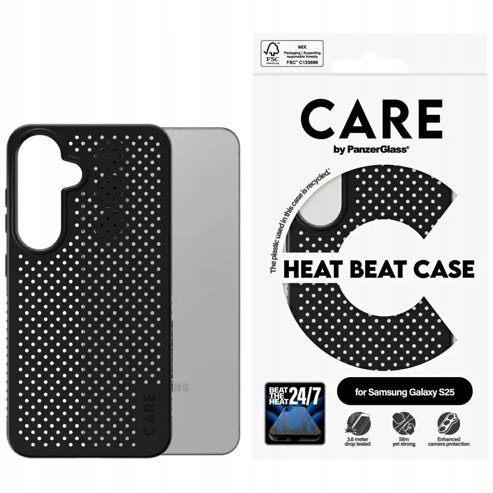 Etui Care by PanzerGlass Feature Heat Beat do Samsung Galaxy S25 czarny