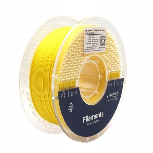 Gembird Filament Pla High Speed, 1,75 mm, 1 kg, żółty