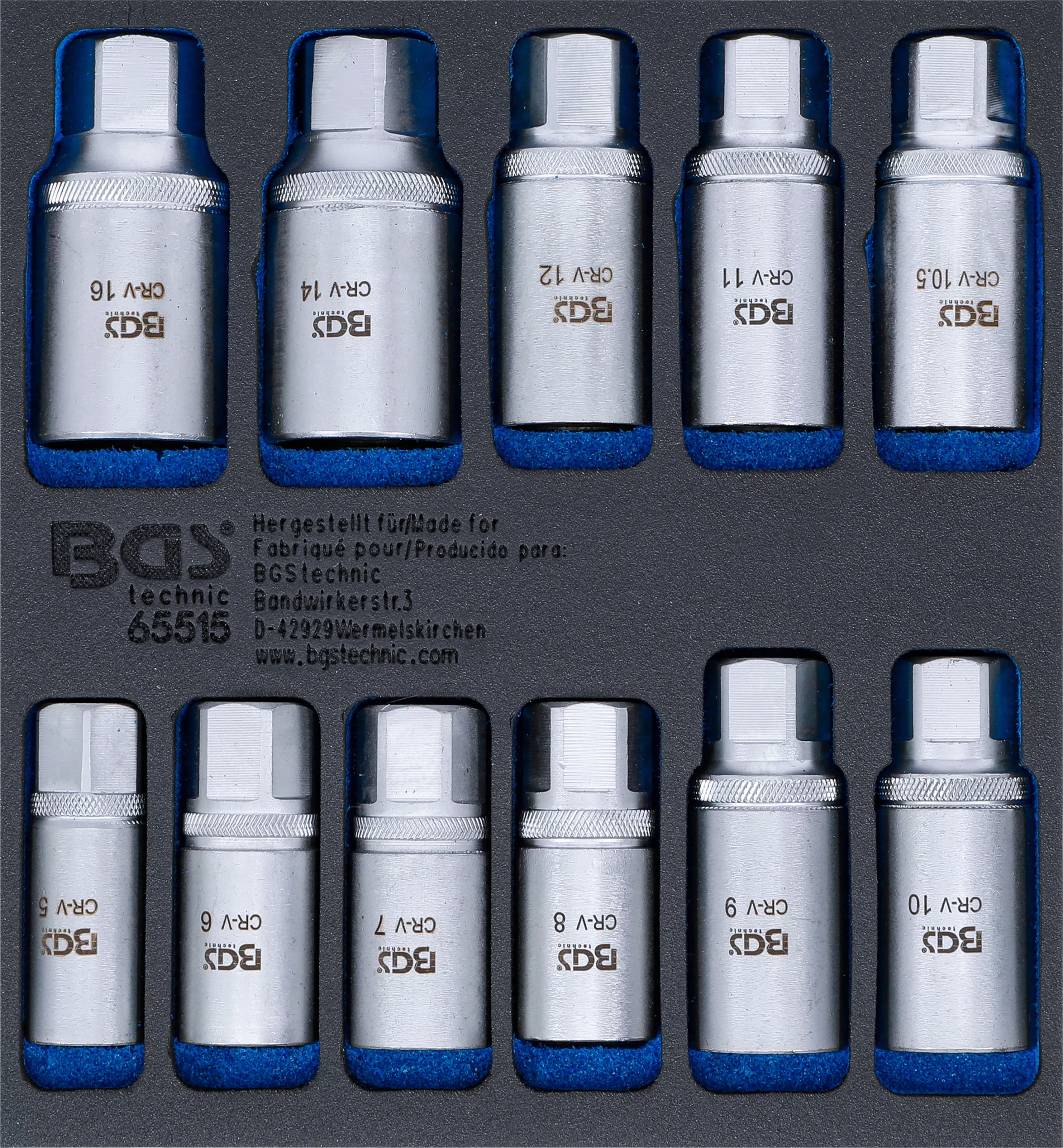 Vložka do zásuvky 1/6 sada vyťahovačov na tŕne 5-16 mm 11 ks Bgs