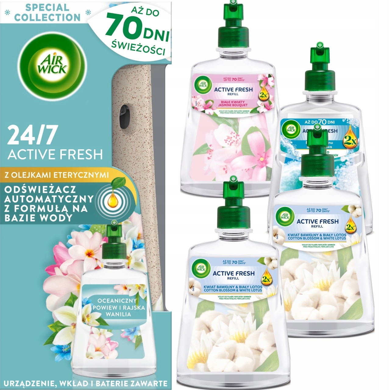 Air Wick Active Fresh osvěžovač vzduchu komplet sada 4 náplně
