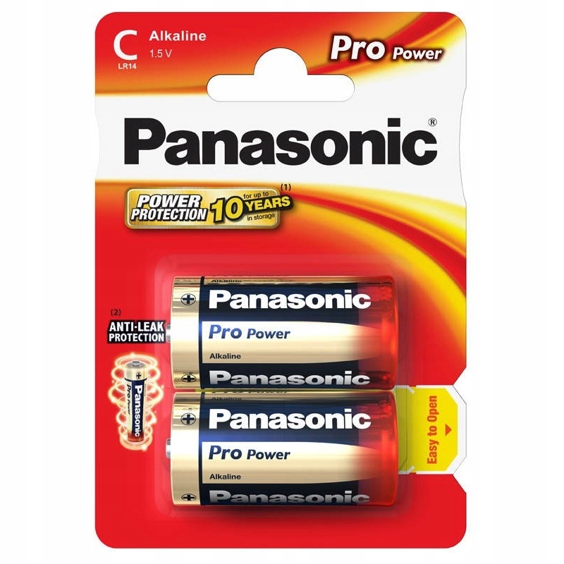 Panasonic 2x Baterie Alkaliczne -C- LR14 Pro Power