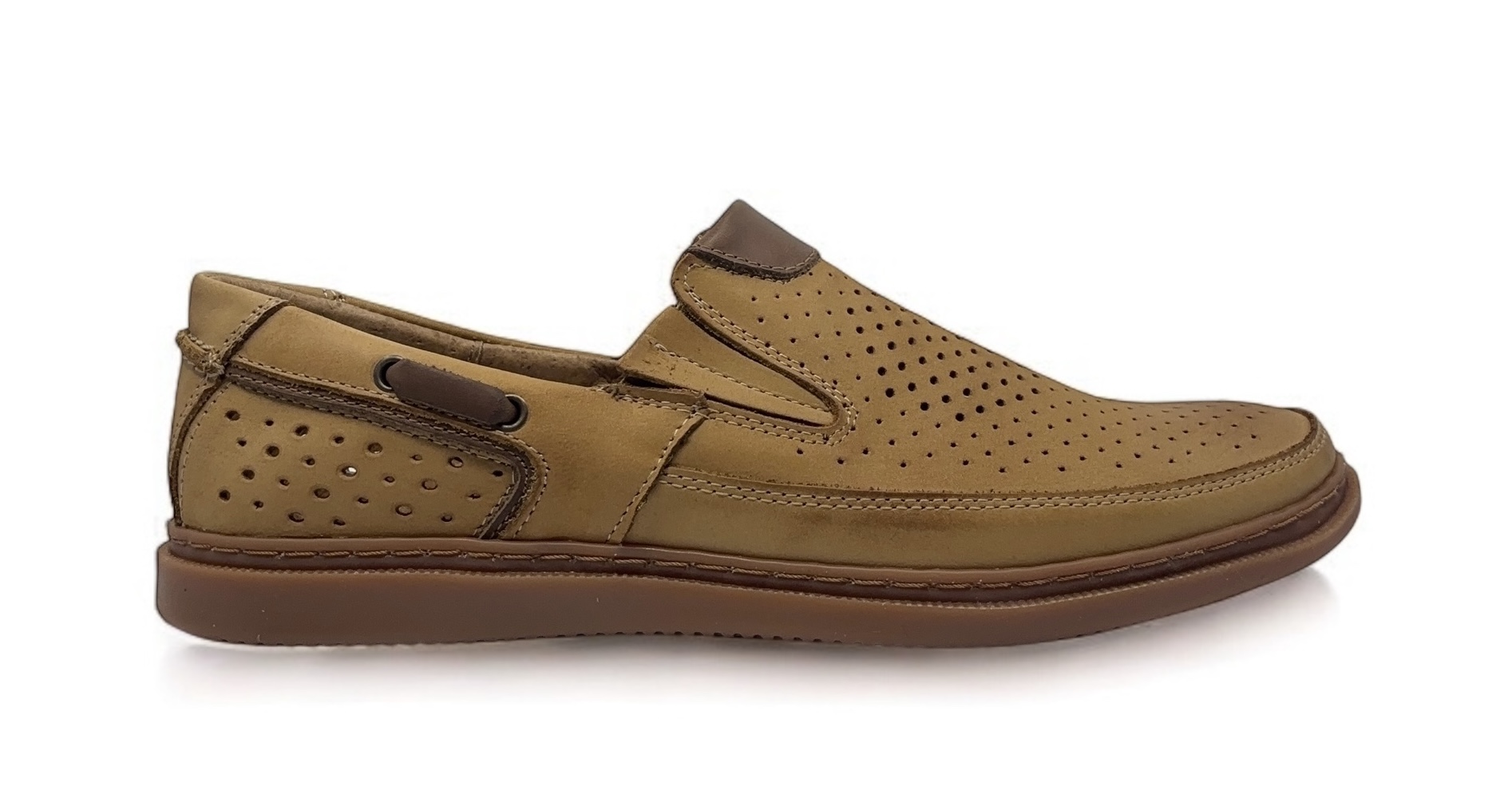 Nazouvací perforované boty, model J09l, Polbut přírodní kůže, velikost 43