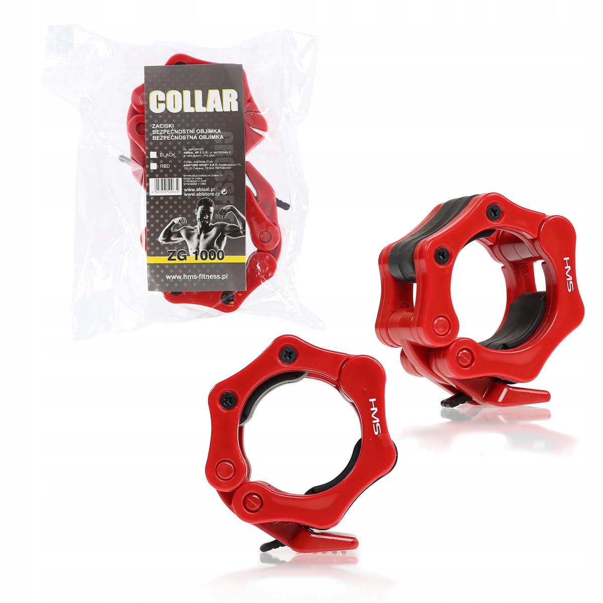 Lock jaw czerwone zaciski 50 mm na gryf do ćwiczeń Hms