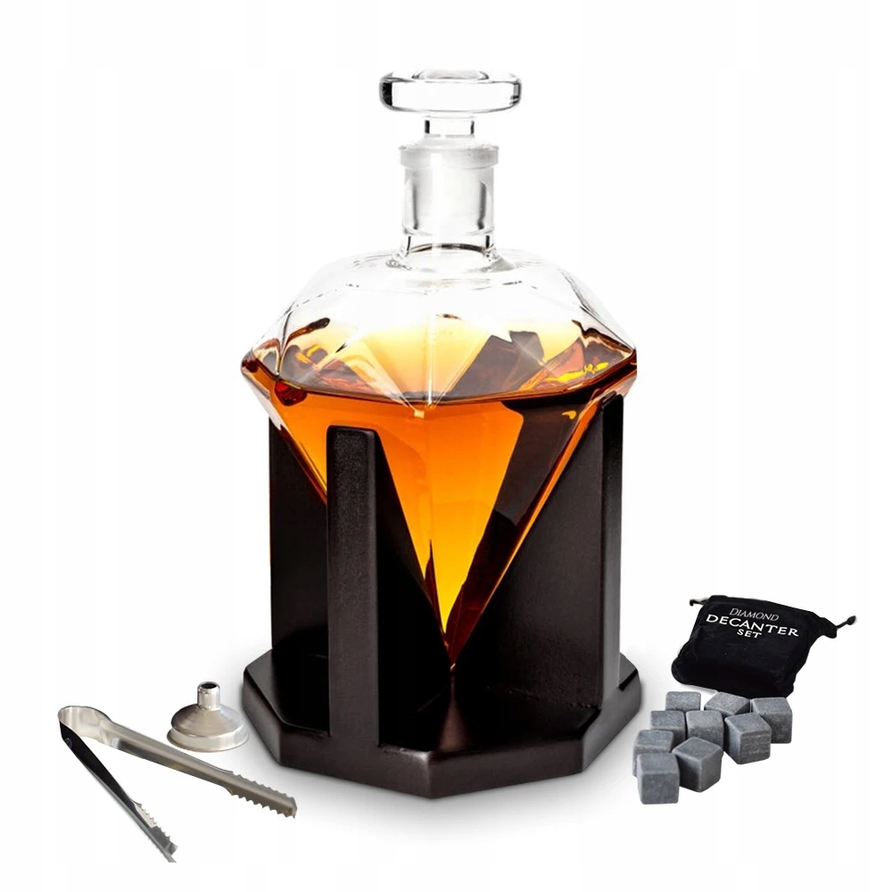 

Diamentowa karafka do whisky, podstawka, kostki