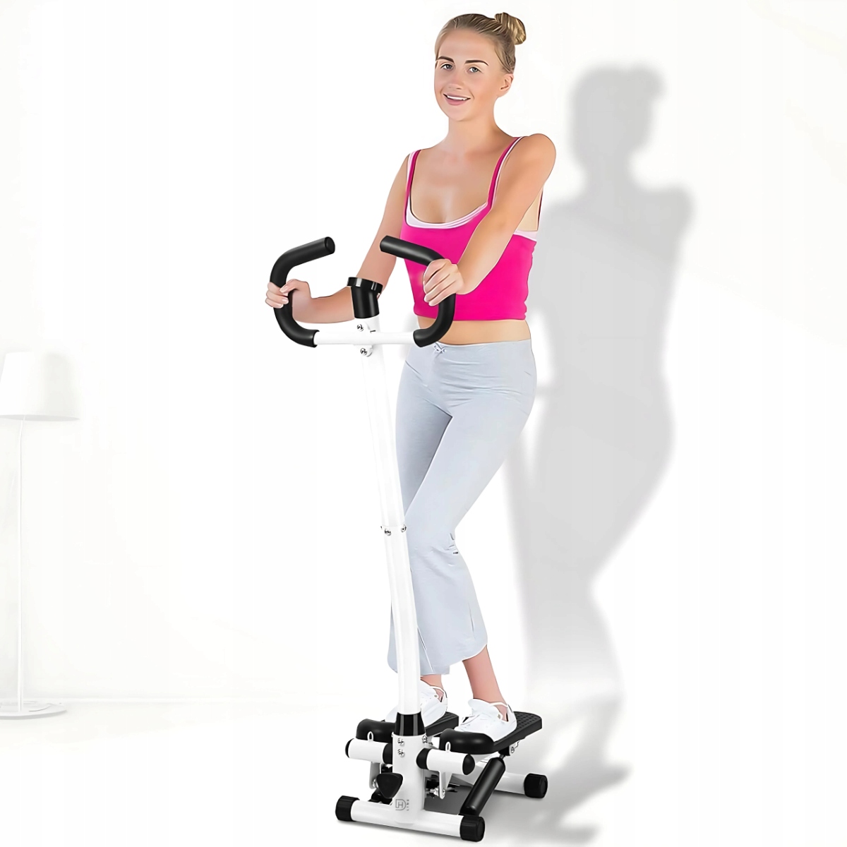 СТЕПЕР ВИСОКИЙ БІЛИЙ СУЦІЛЬНИЙ З РУЧКАМИ, РАМКА З РУЧКАМИ, ТРОСІ, СТАНЦІЯ, ДОВЖИНА 30 см