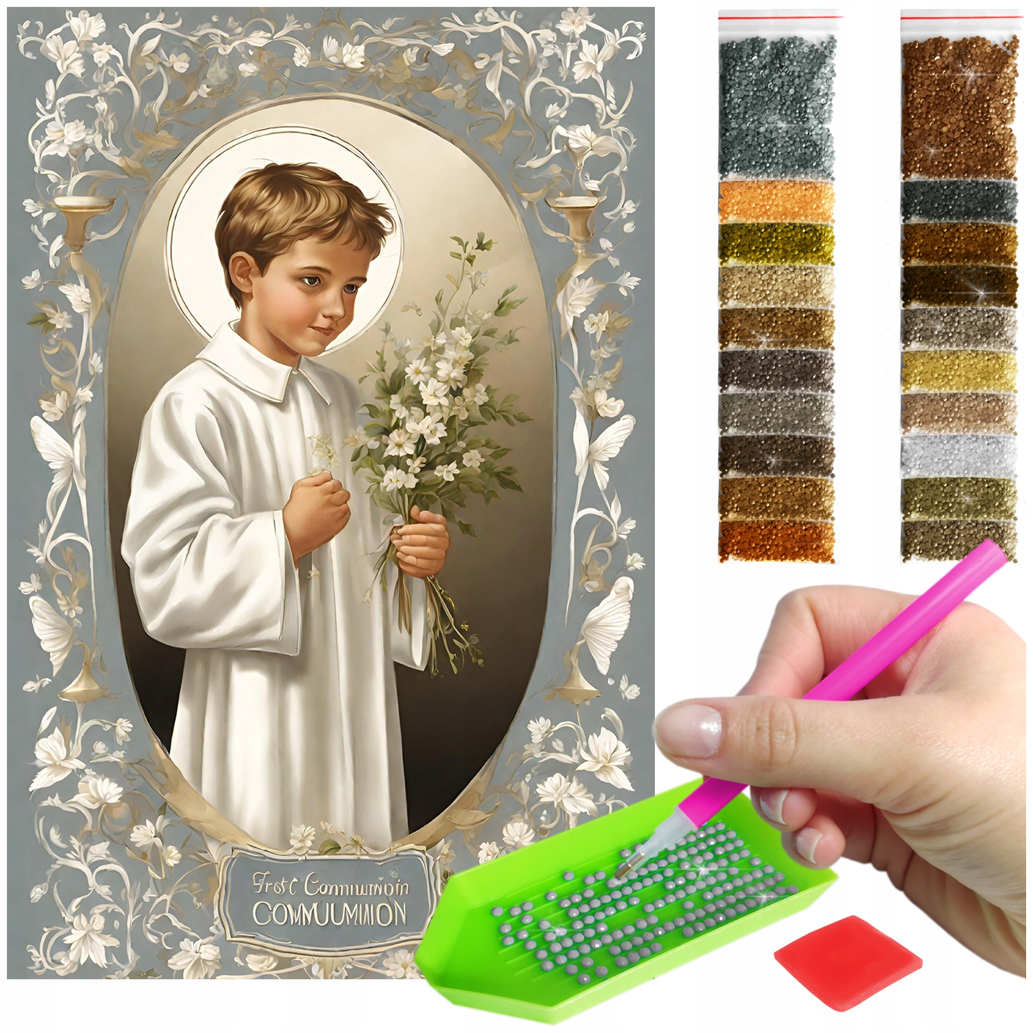 Výšivka Diamantová Diamond Painting mozaika malý chlapec sada pro přijímání