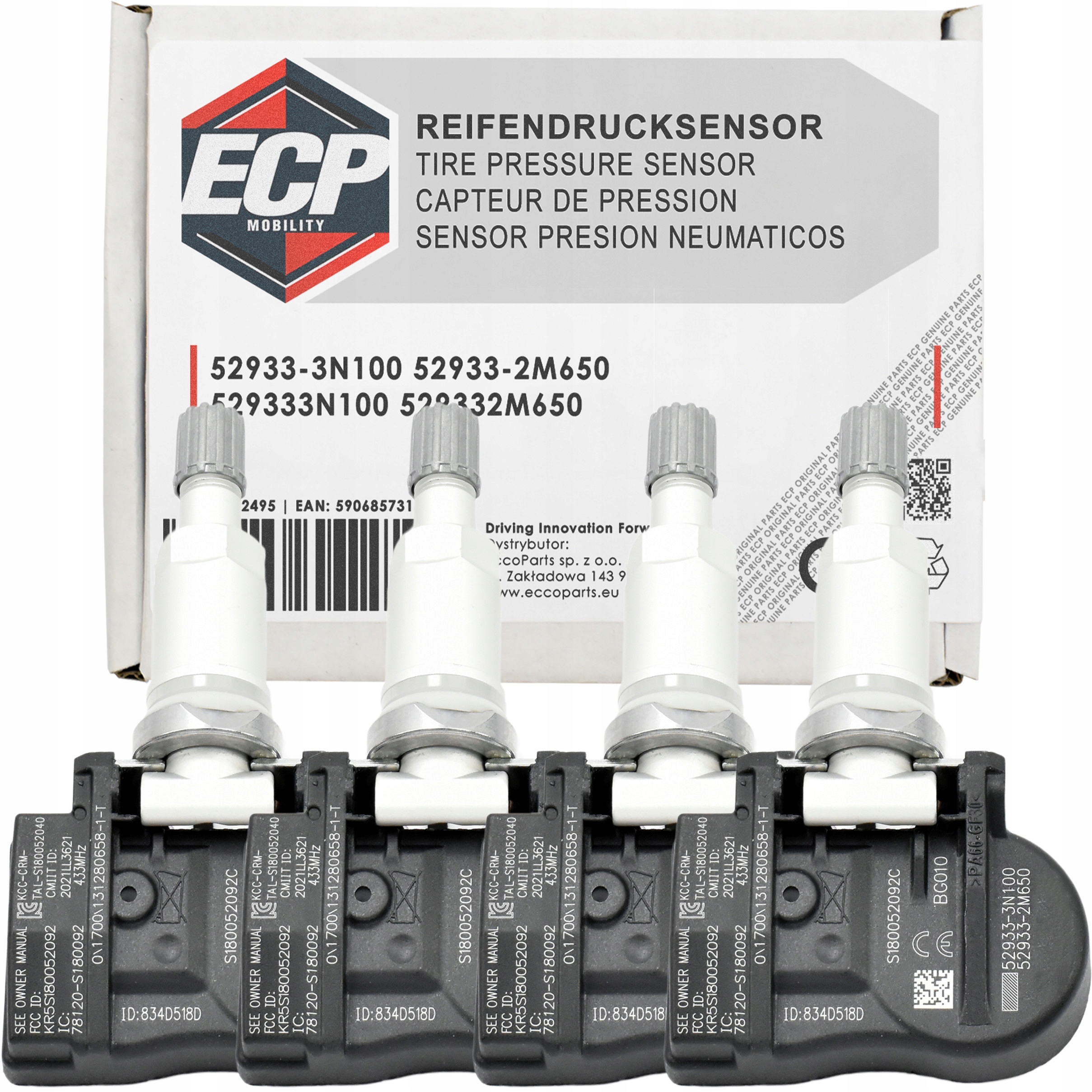 4X Snímač Tlaku Pneumatík Tpms 52933-3N100 Hyundai Santa Fe III IX20 I30 II