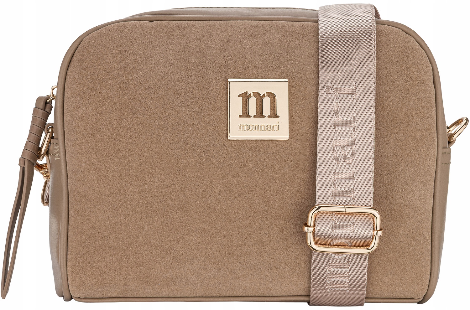 Monnari Torebka Damska Listonoszka Camel Beż Zamsz Regulowany Pasek Premium