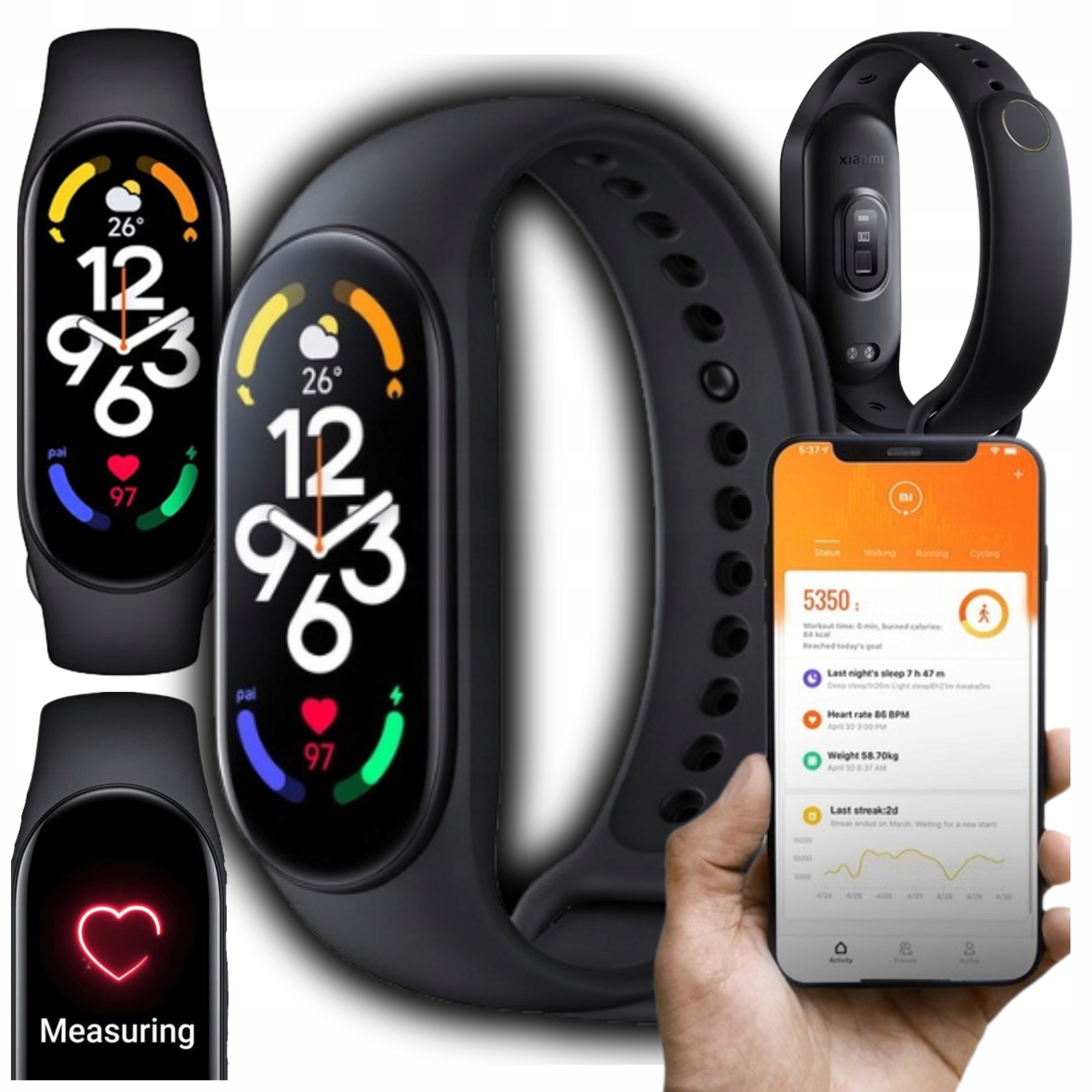 ZEGREK SMARTBAND XIAOMI INTELIGENTNY OPASKA SMARTWATCH WODOODPORNY BATERIA