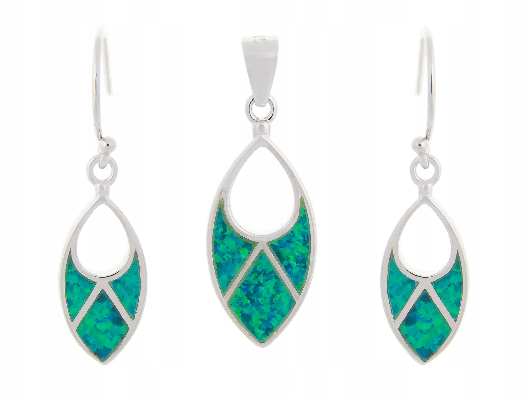 Stříbrný Rhodiovaný Komplet Kol+vis S Opálem