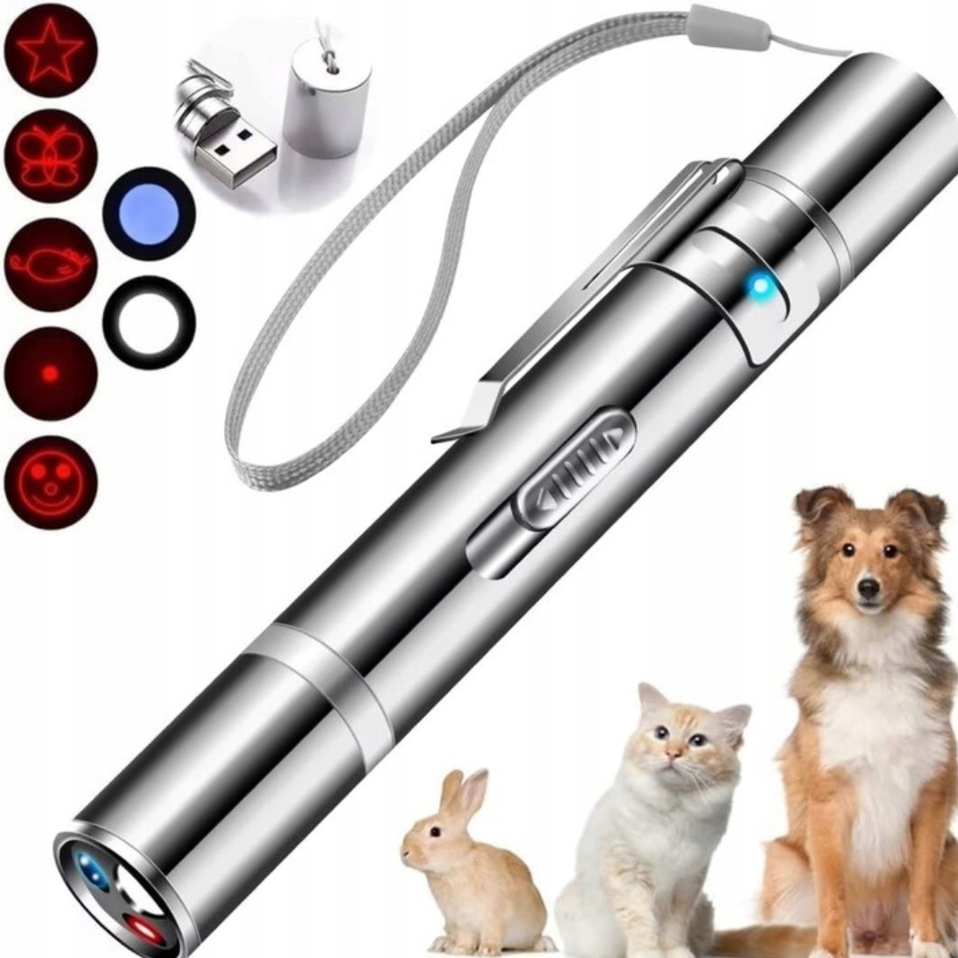 Levně Laserové ukazovátko pro kočky Usb 3v1 Uv svítilna Laser Hračka