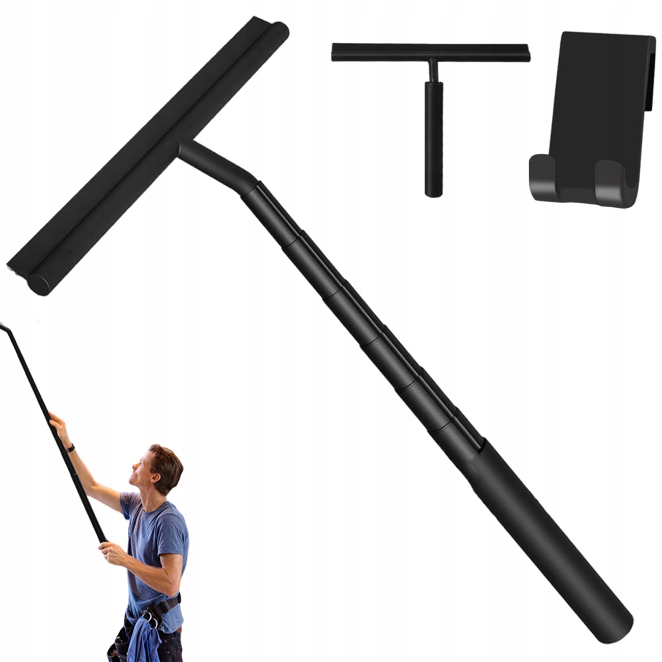 Levně Stěrka do sprchového koutu Stěrka na okna Černá s háčkem