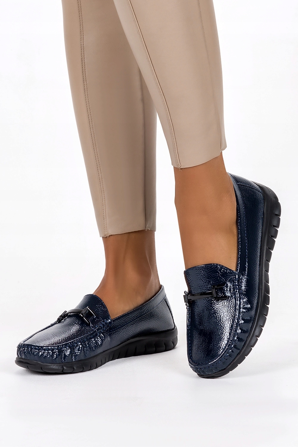 LEKKIE MOKASYNY PÓŁBUTY DAMSKIE WSUWANE PŁASKIE ZE SKÓRZANĄ WKŁADKĄ r 40 Oryginalne opakowanie producenta pudełko